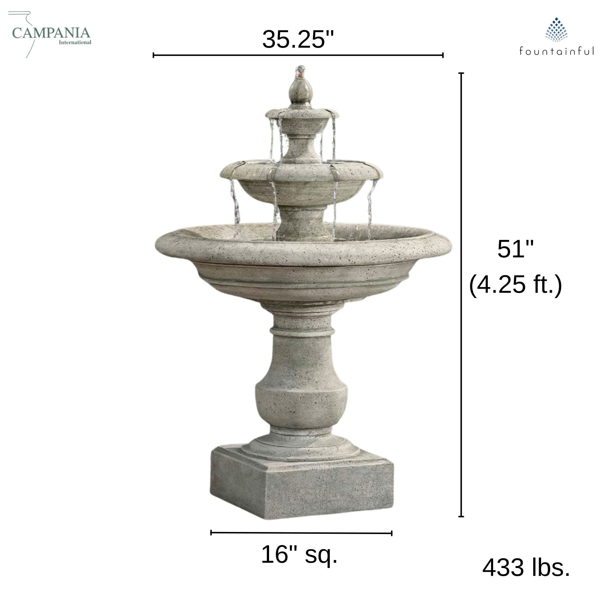 Alessia 3-Tier Concrete Fountain - Campania #FT442