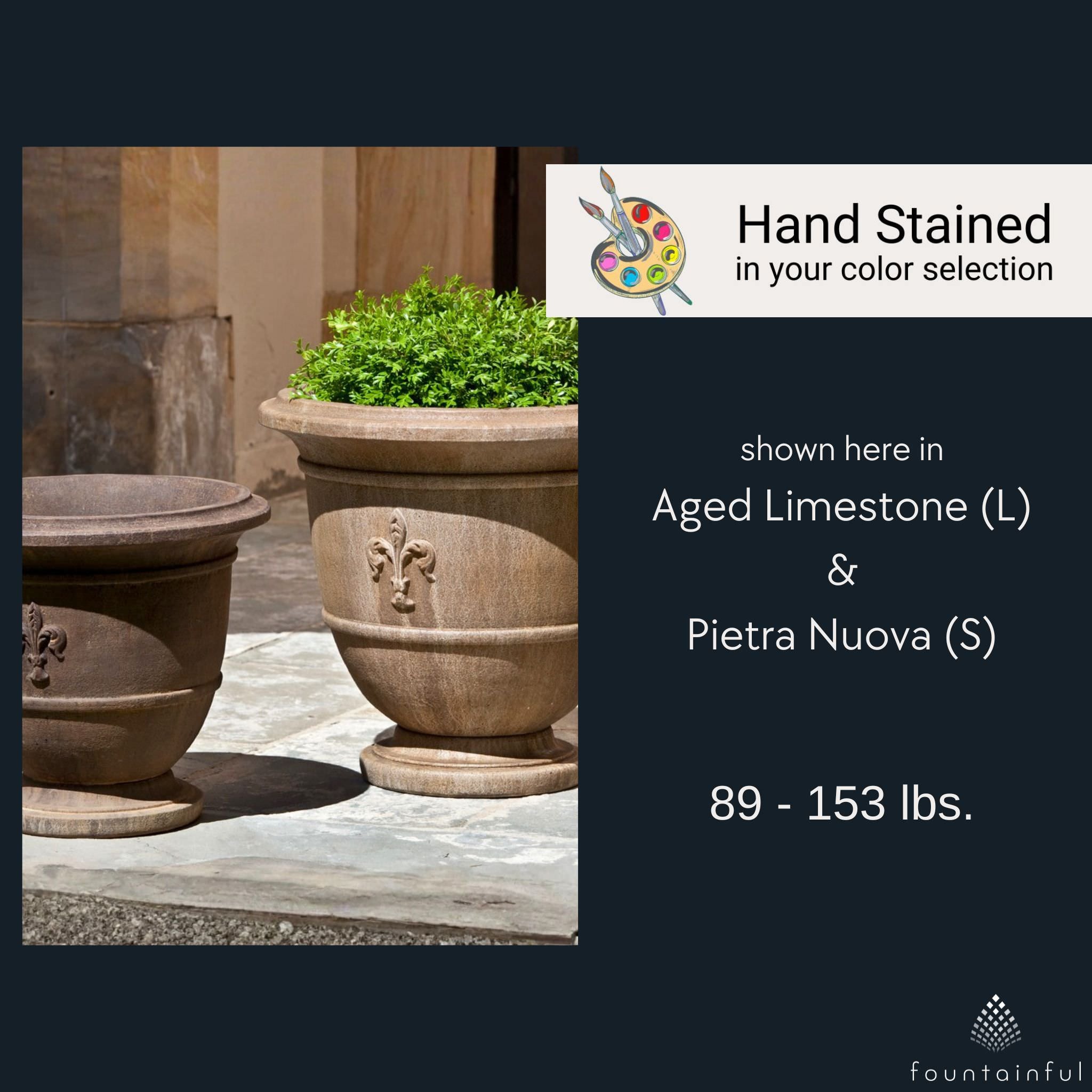 Fleur de Lis Concrete Urn Planters - Thumbnail 3