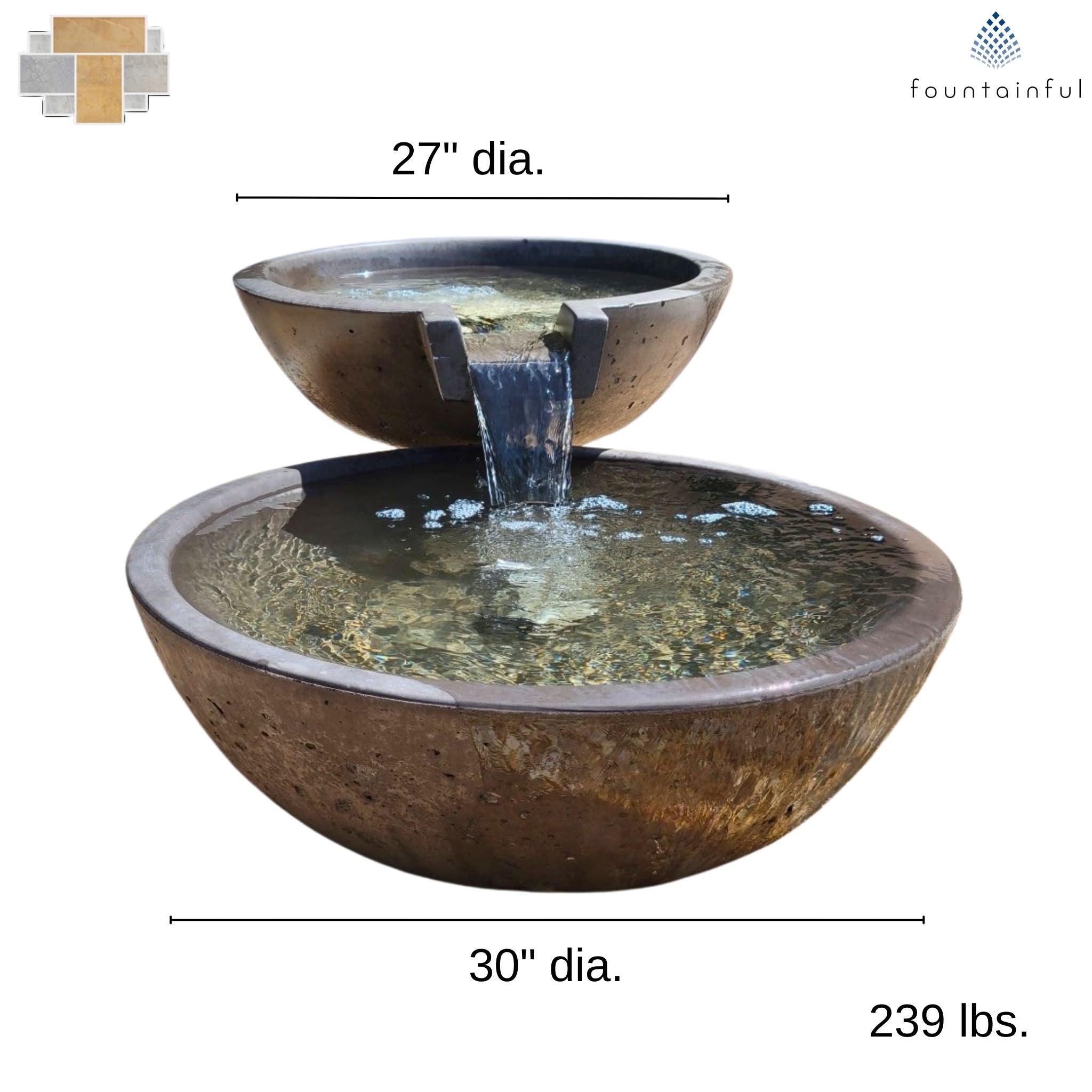 Double Bowl Spillway Concrete Fountain - Complete Kit