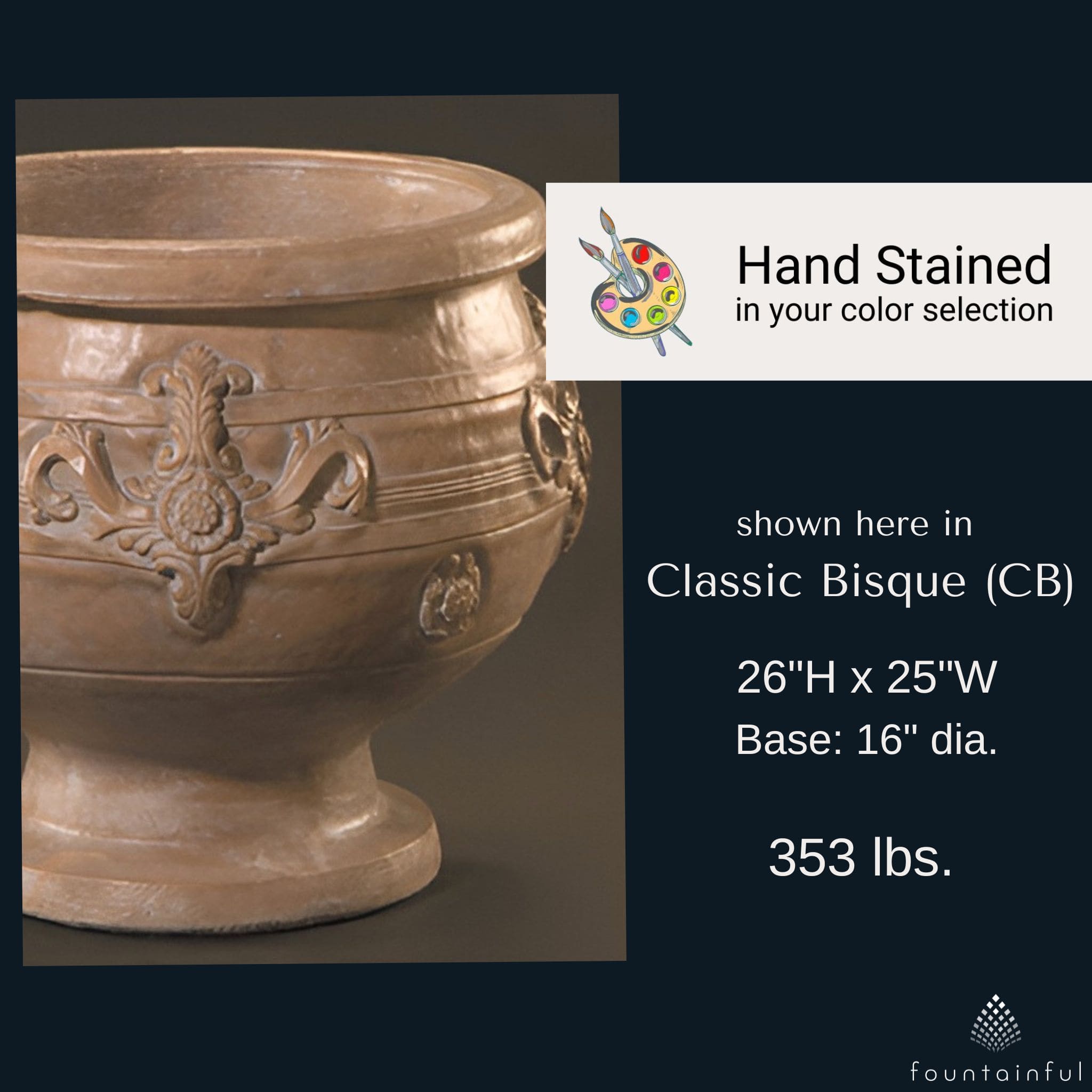 Large Decorative Urn Concrete Planter - Fiore Stone