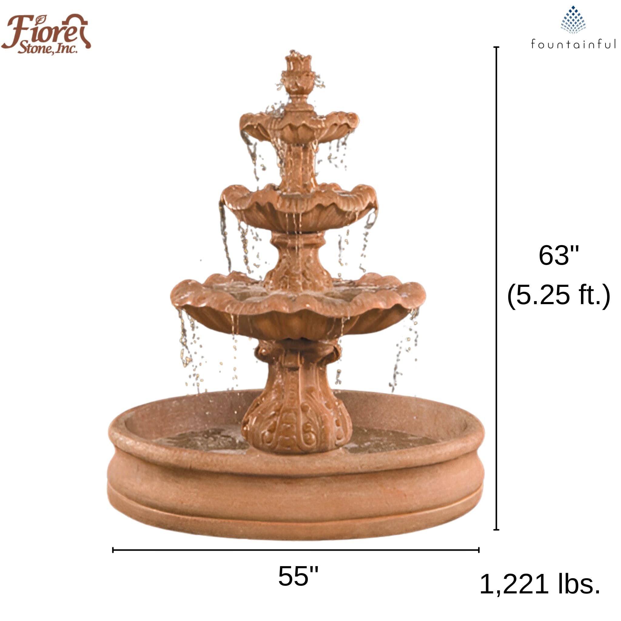 Italian 3-Tier Fountain w/55" Basin - Fiore #ITB3