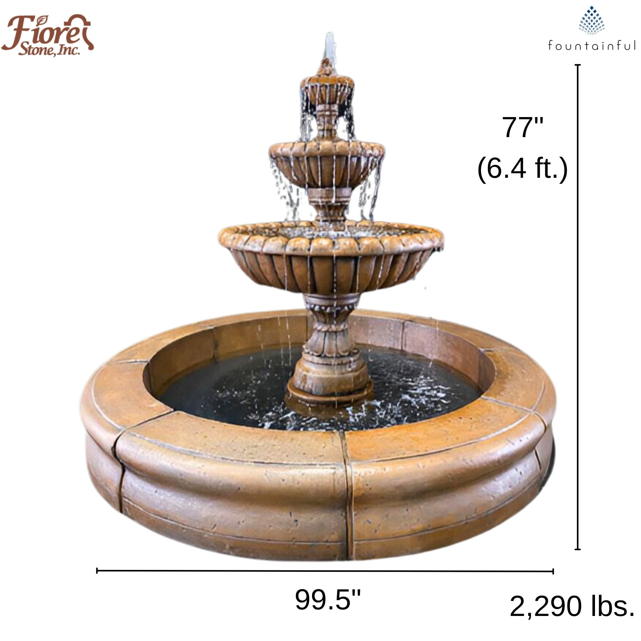 Marsala 3-Tier Concrete Pond Fountain - Fiore #AV113FRB