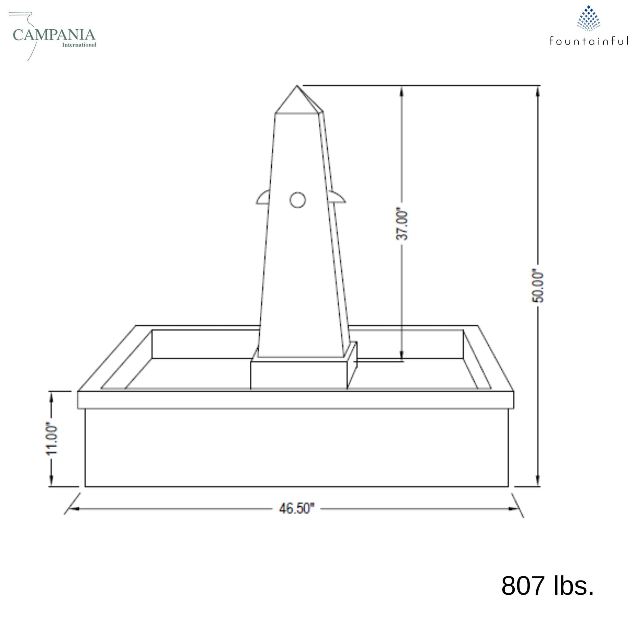 St. Remy Concrete Obelisk Pond Fountain - Campania #FT281