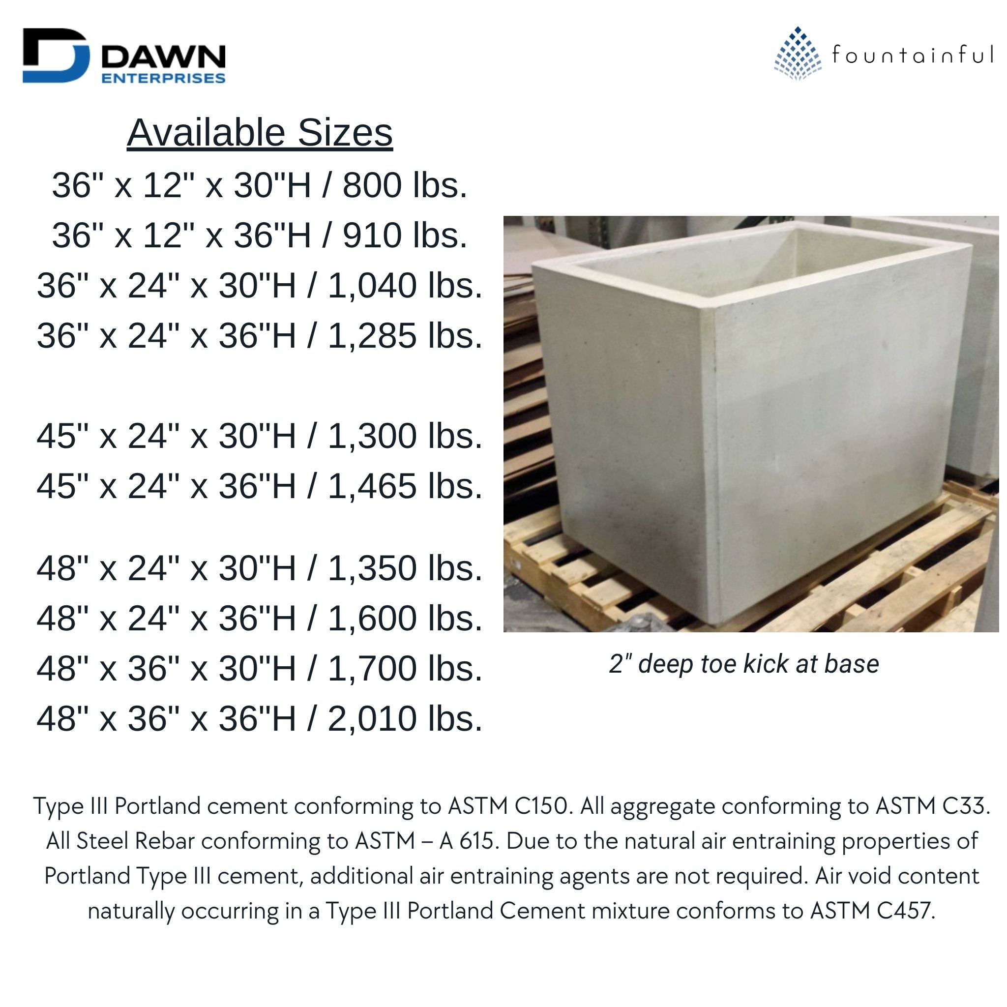 Classic Rectangular Concrete Planter - Architectural Collection