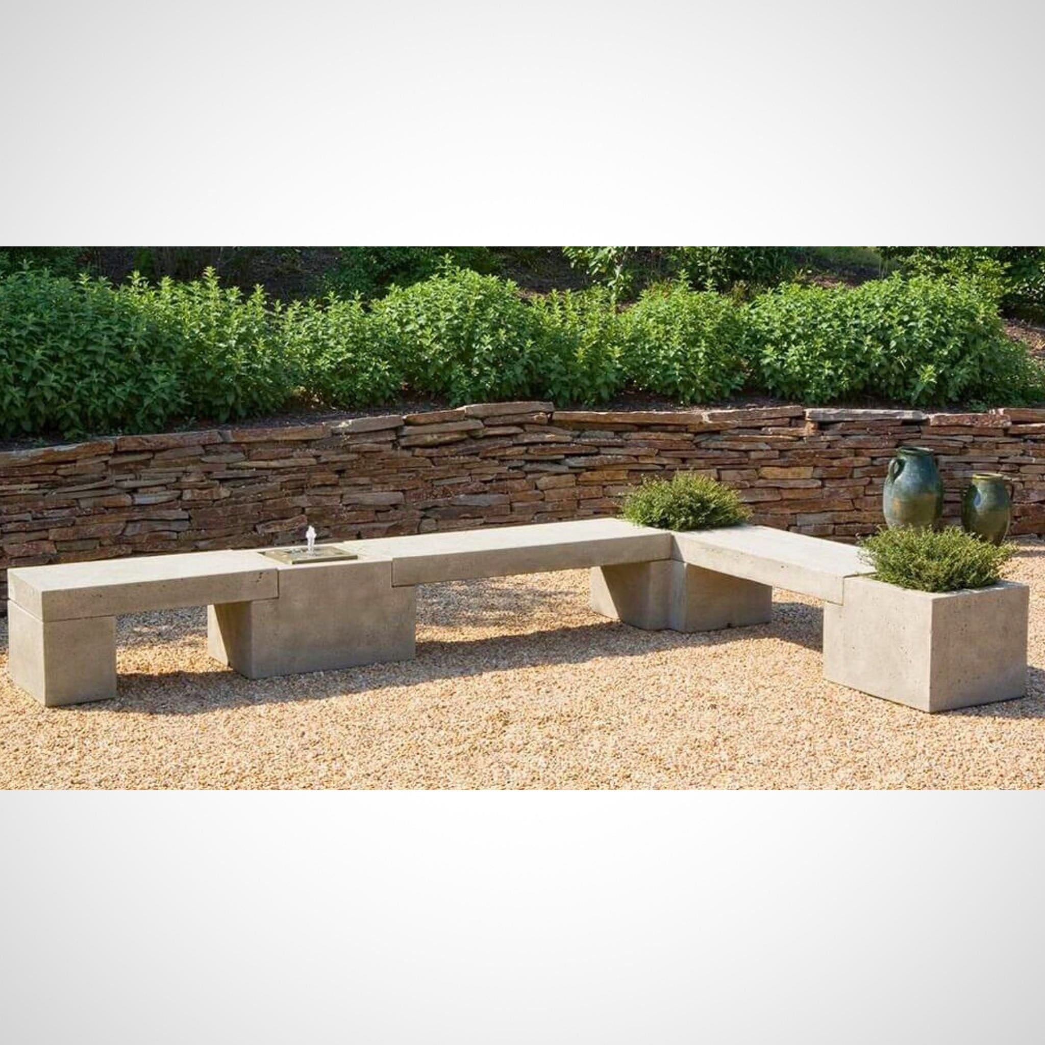 XL Memorial Bench w/Fountain & 2 Planters - Campania #MB003