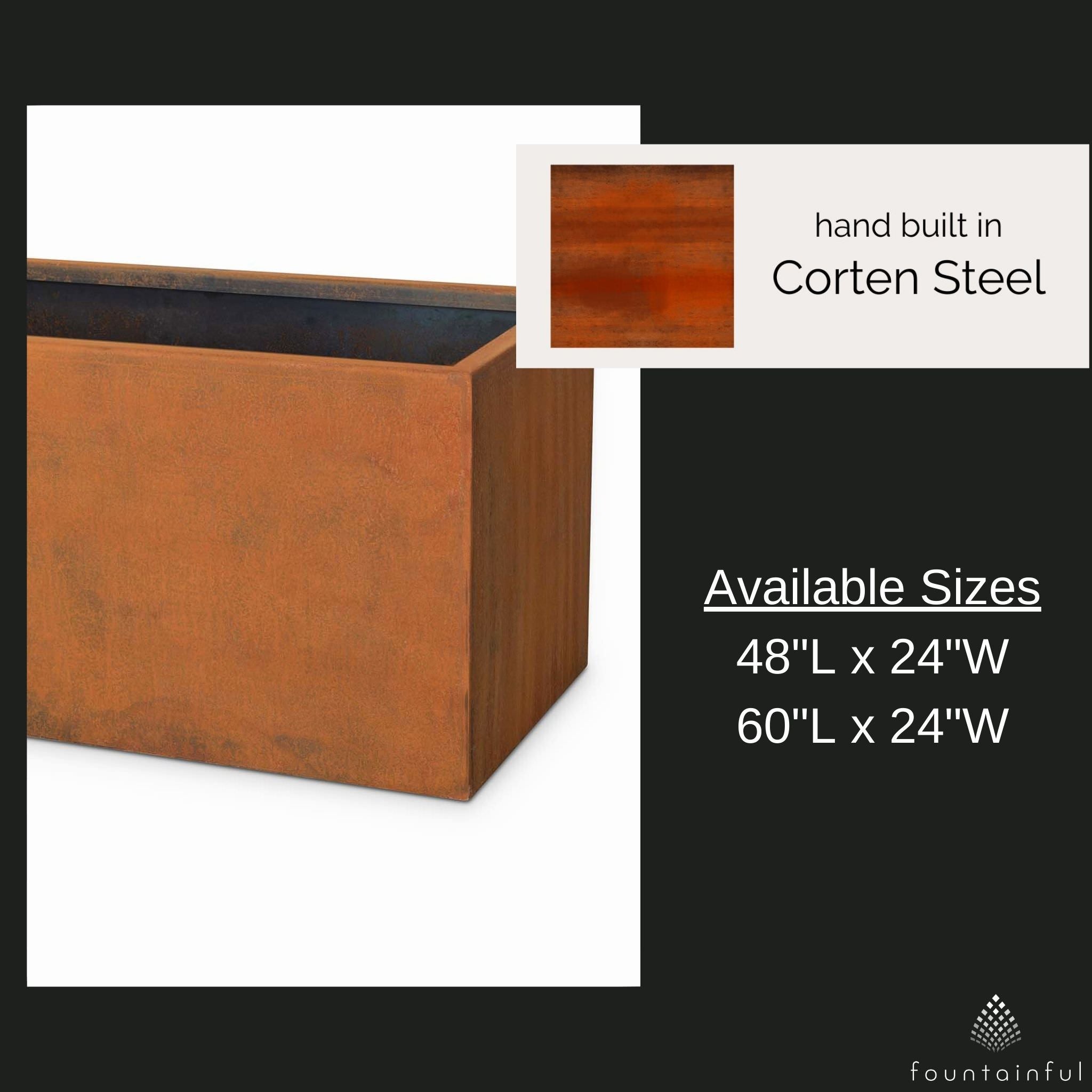 Moderna Rectangular Corten Steel Planter - The Outdoor Plus