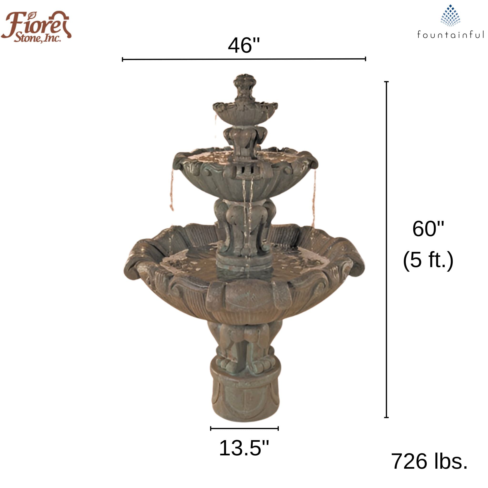 Vesuvio 3-Tier Concrete Fountain - Fiore #2080FM