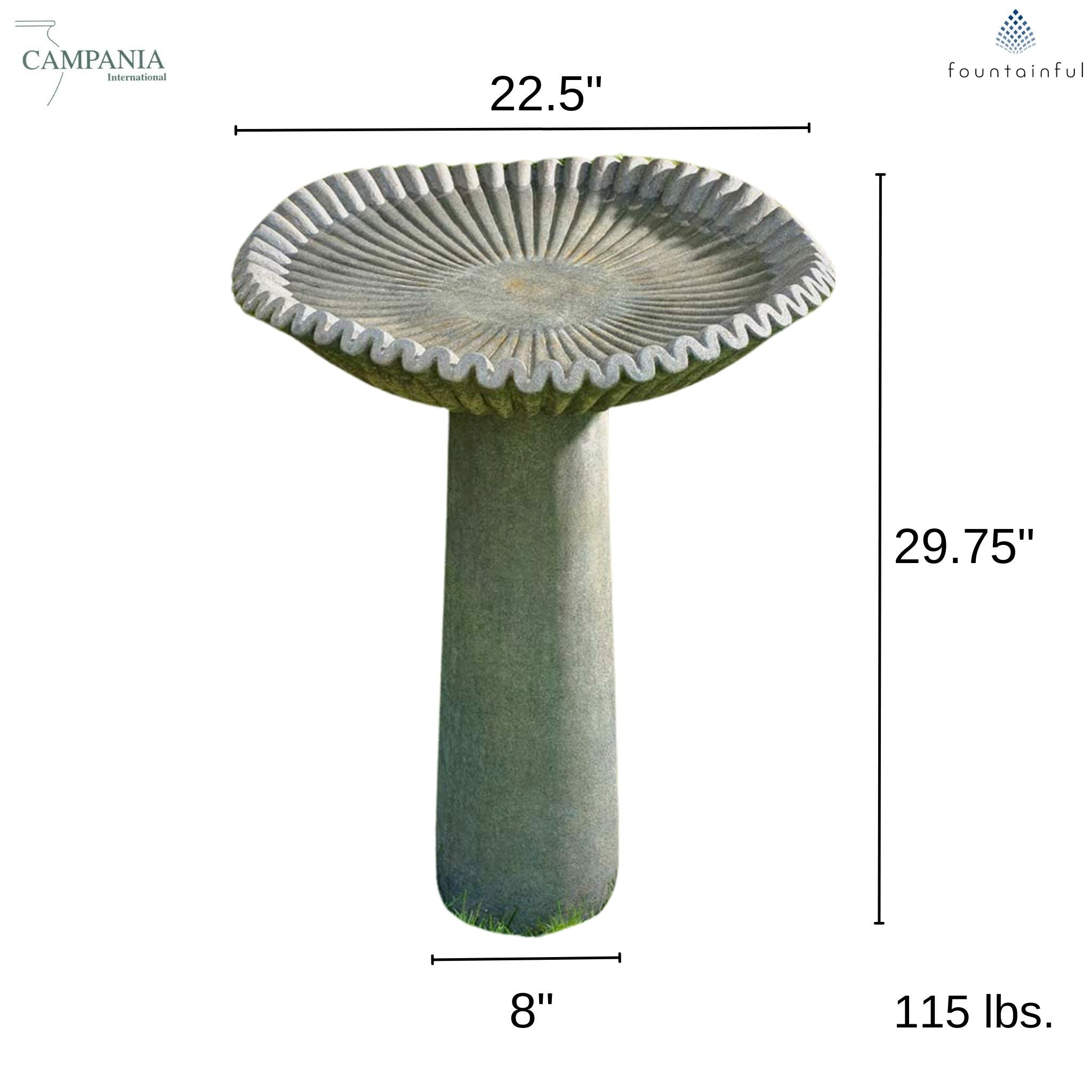 Kashmir Concrete Bird Bath - Campania #B203