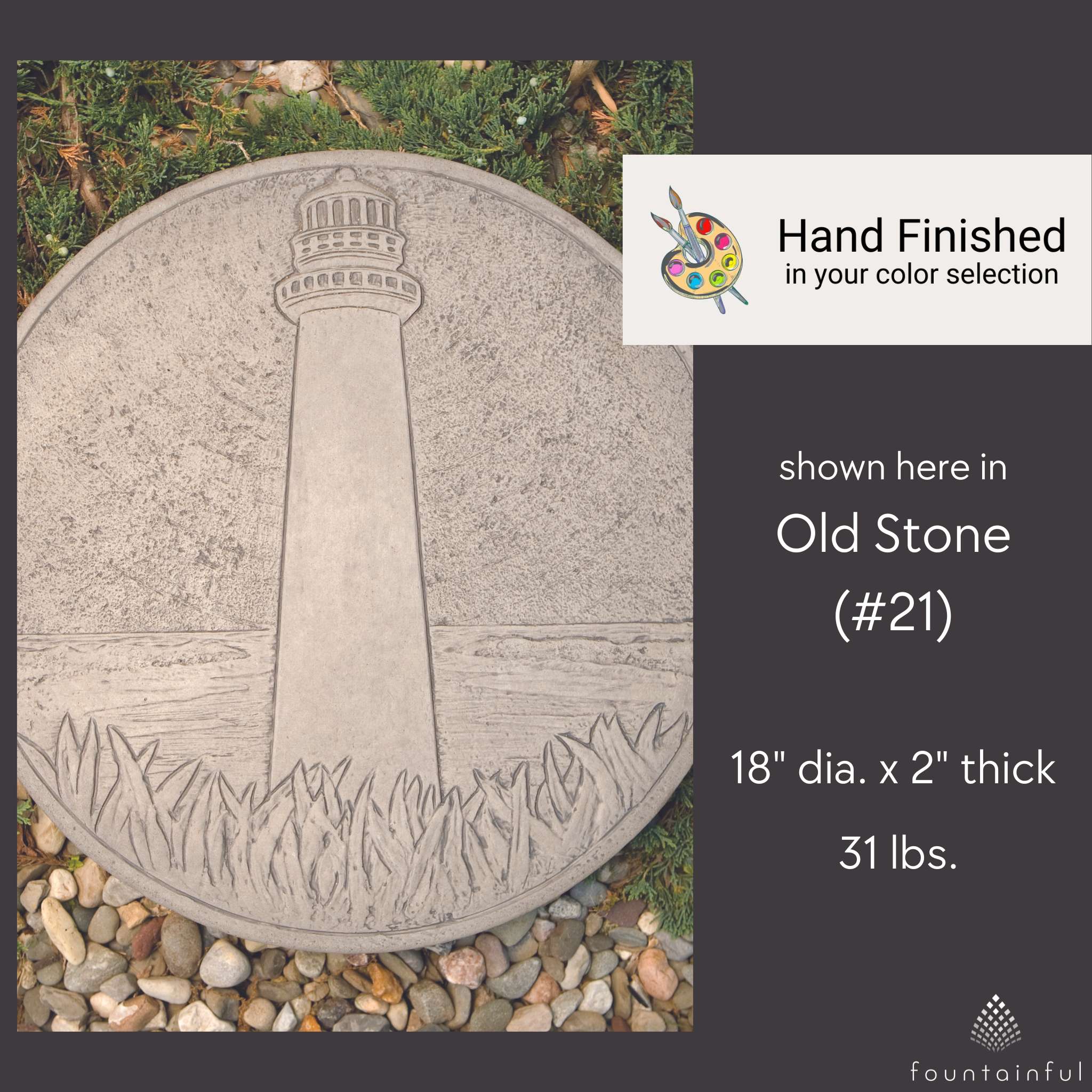 Lighthouse Concrete Round Stepping Stone - Thumbnail 4