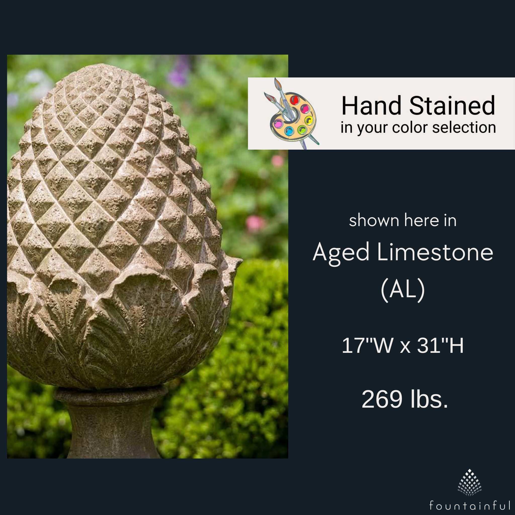 Williamsburg Grand Pine Cone Concrete Finial Statue - Campania #S303