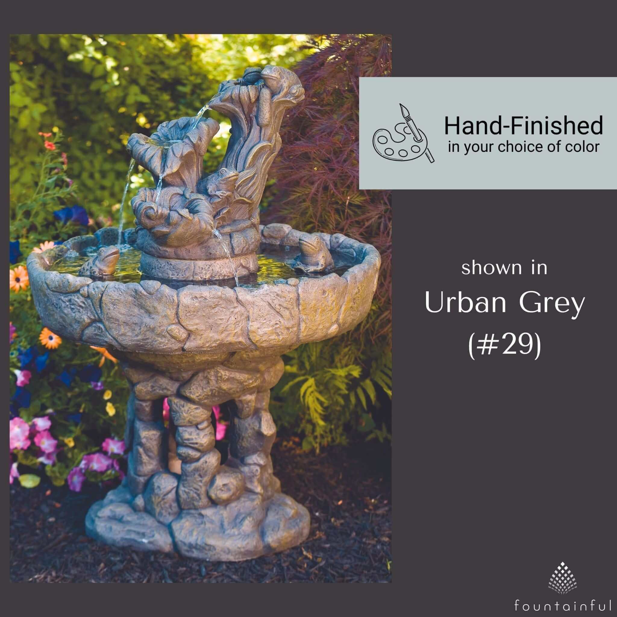 Frog & Cattail 3-Tier Concrete Fountain - Thumbnail 4