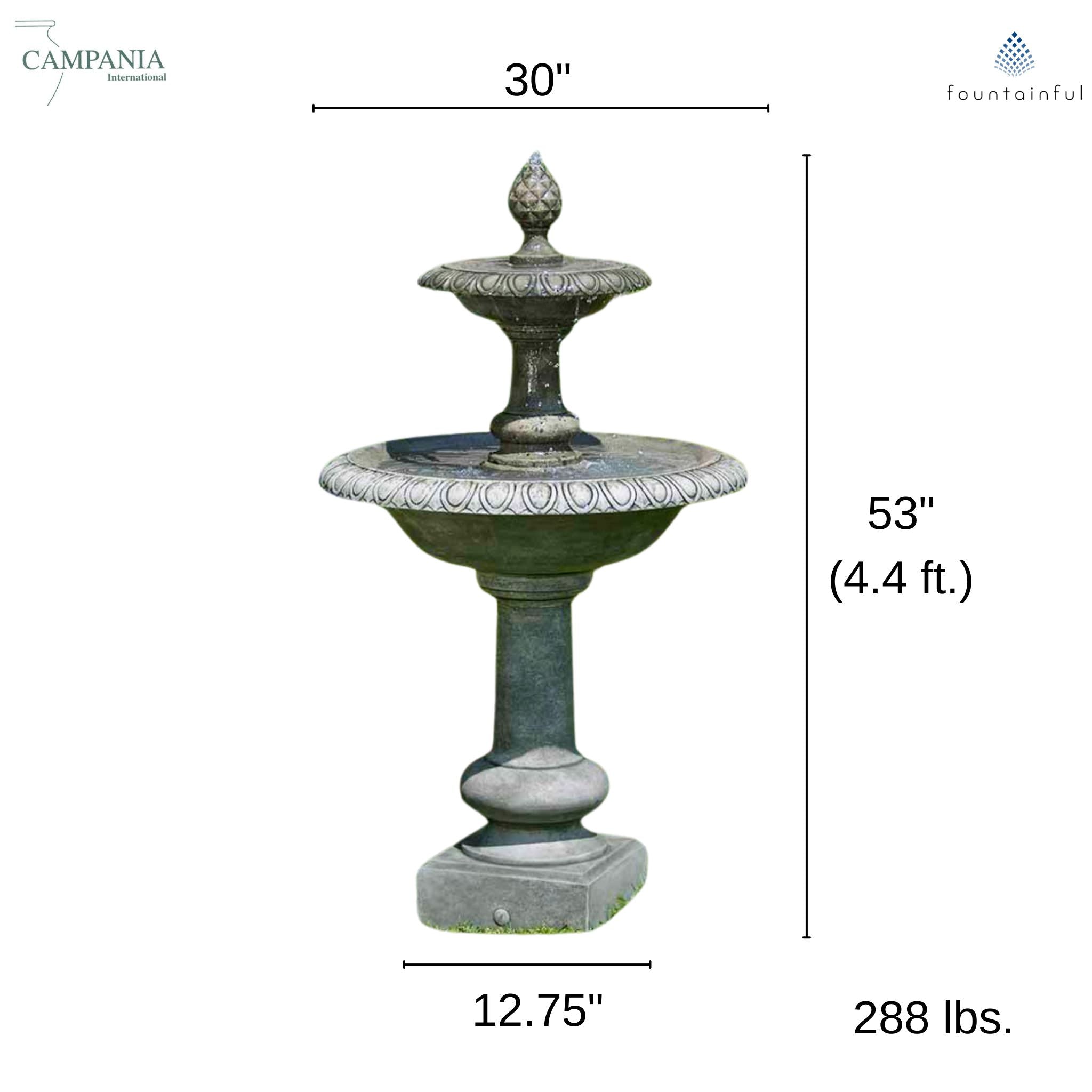 Williamsburg Pineapple 2-Tier Concrete Fountain - Campania #FT132