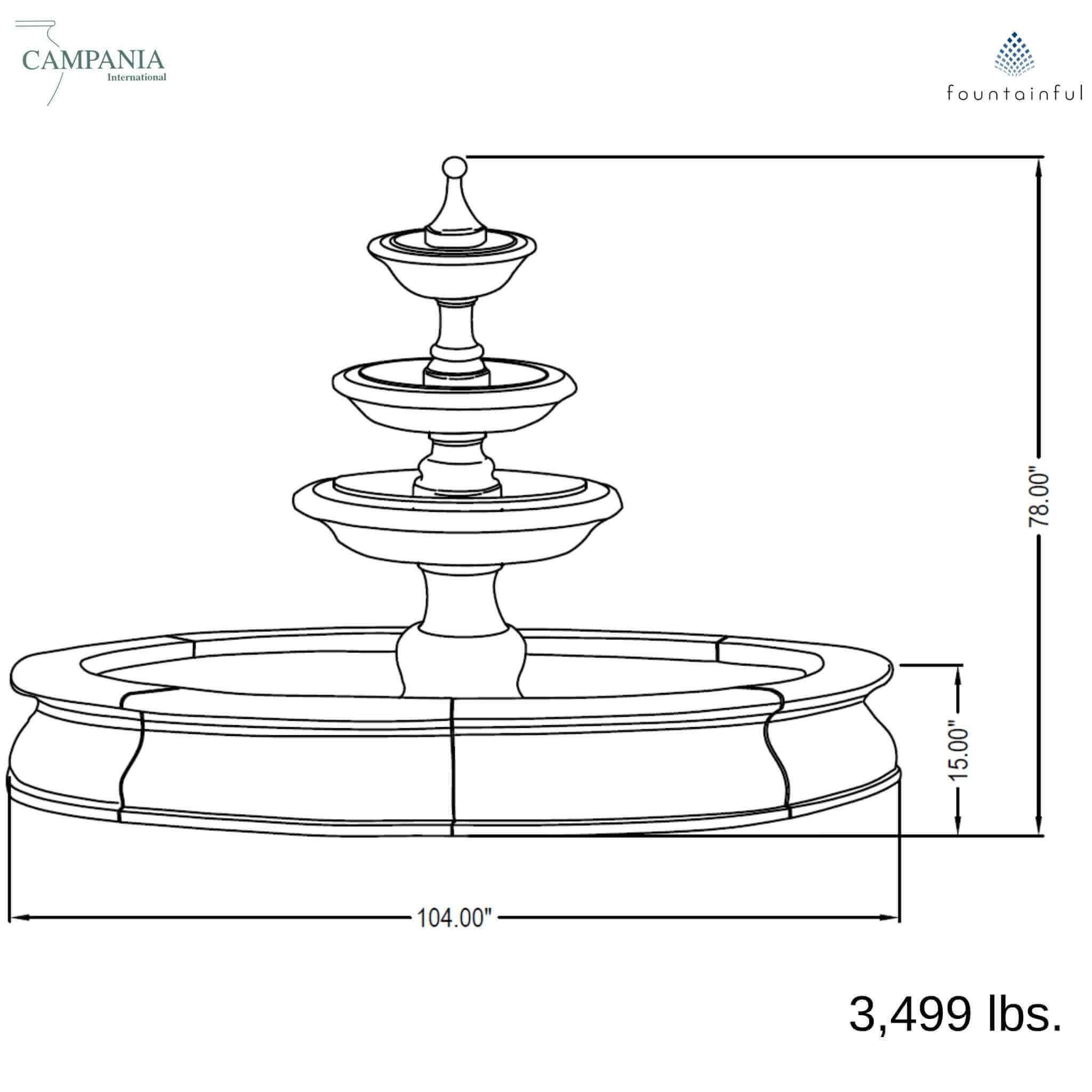 Newport 3-Tier Concrete Fountain - Campania #FT0124