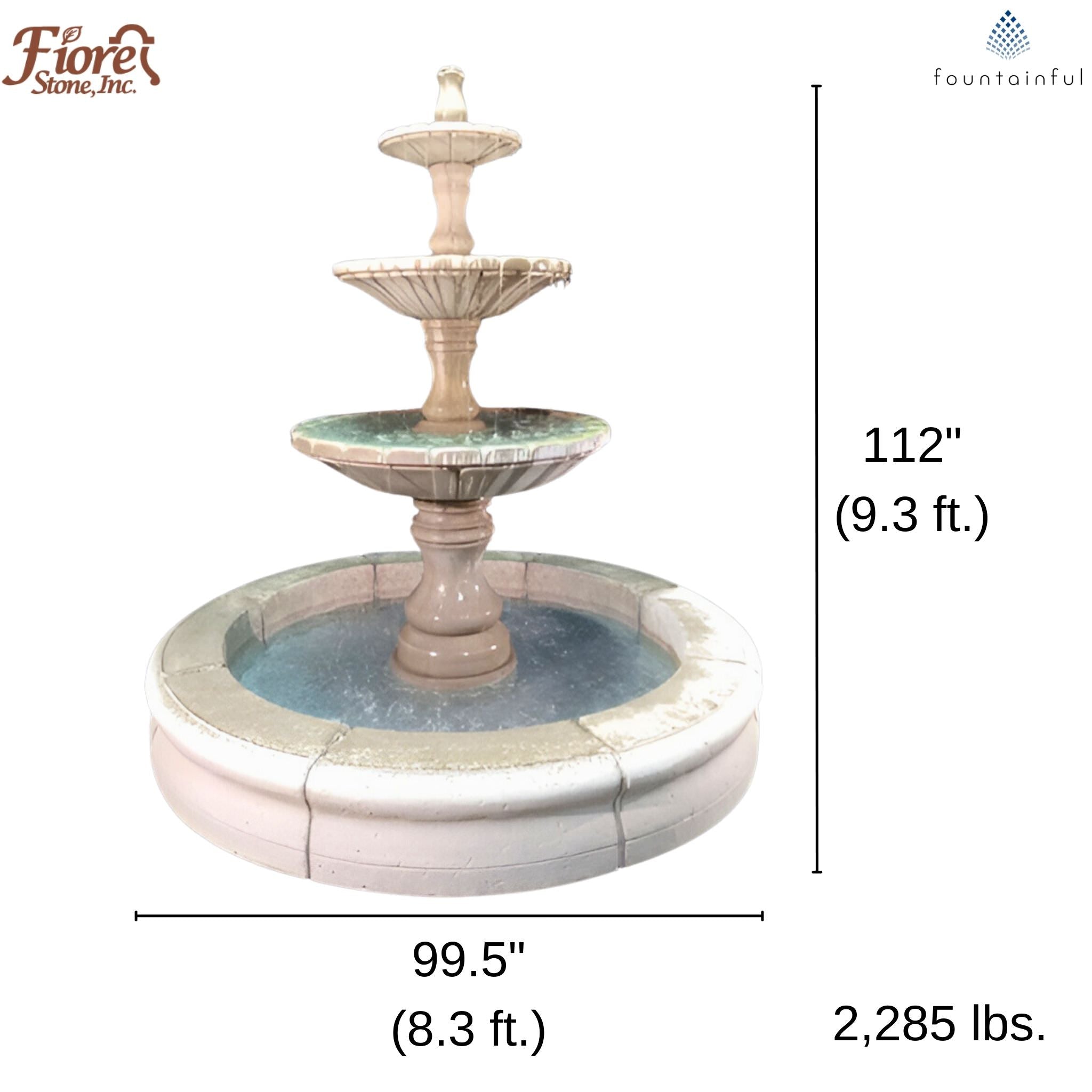 Monaco 3-Tier Concrete Pond Fountain - Fiore #LG169