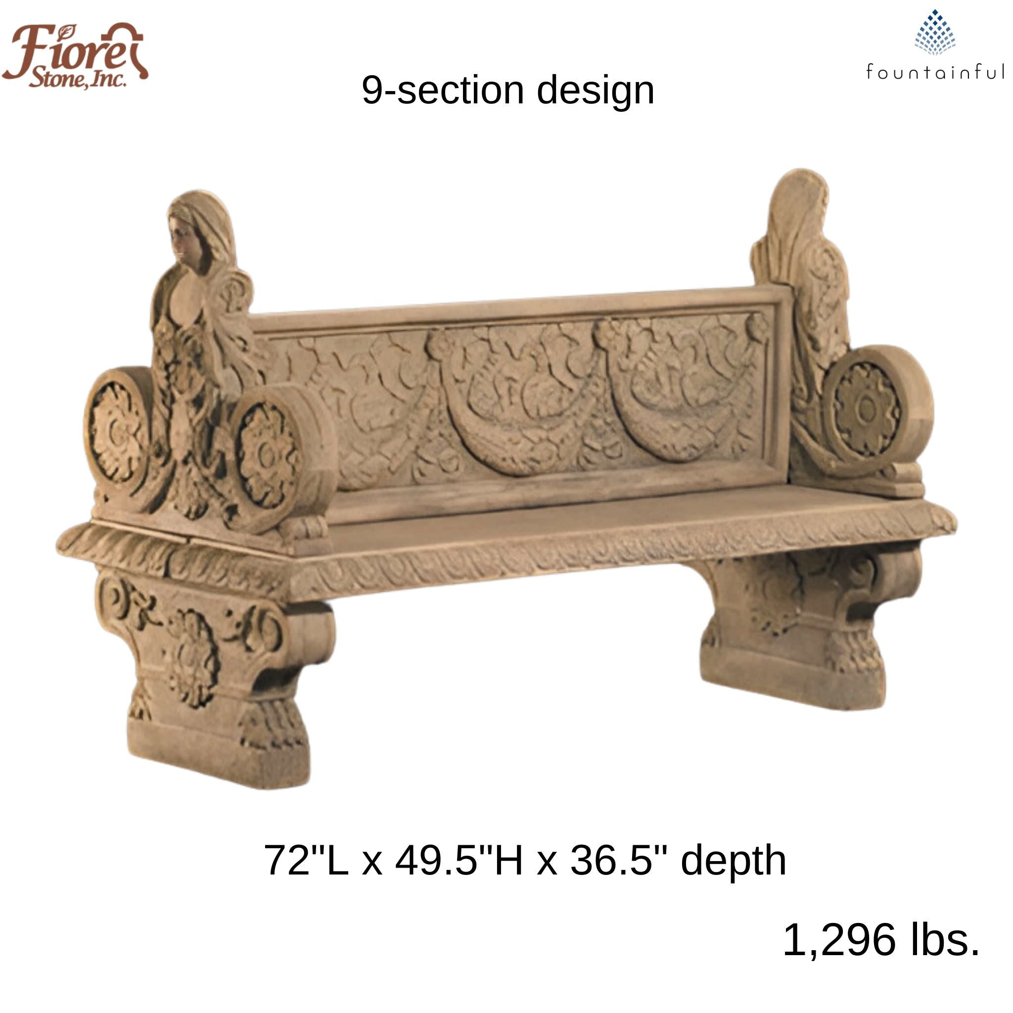 Bench of Nobility 2-Sided Concrete Garden Bench - Fiore #629