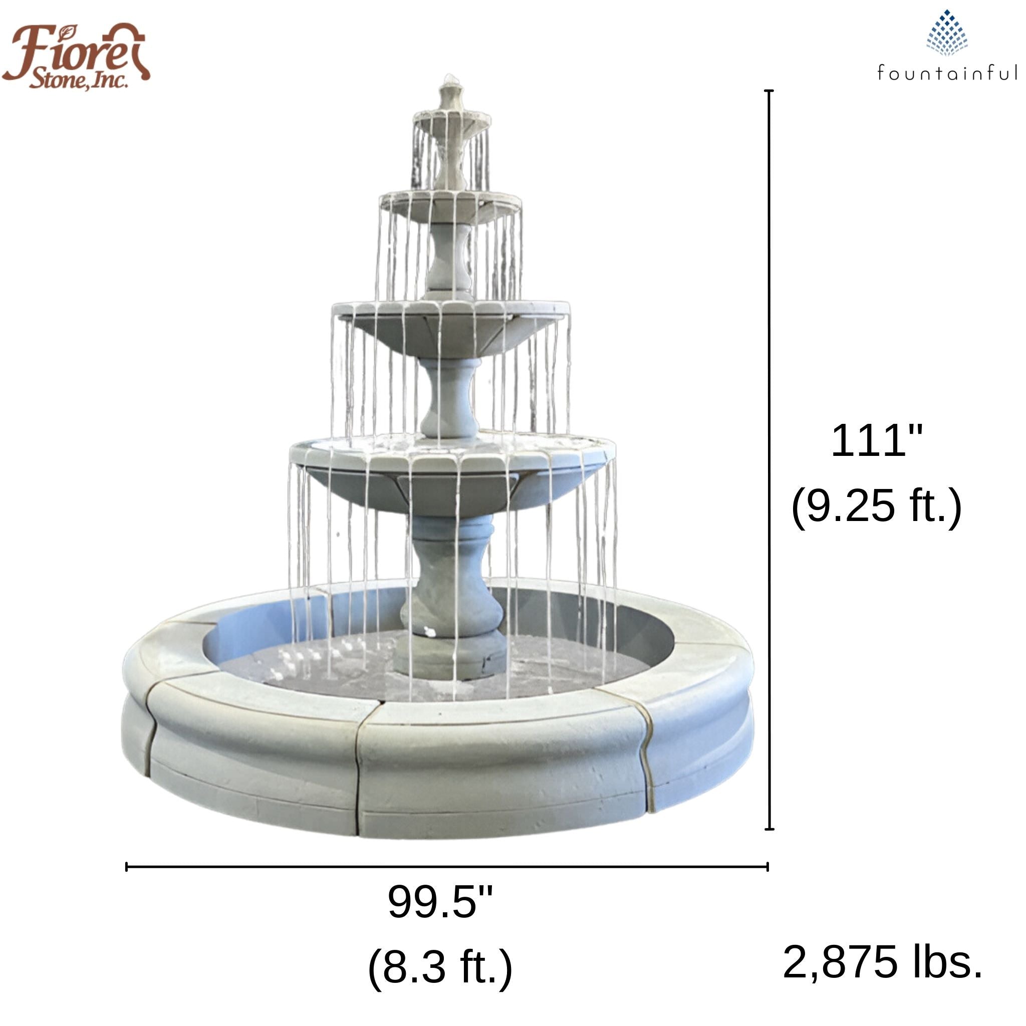 Monaco Medium 4-Tier Concrete Pond Fountain - Fiore #LG169FMR