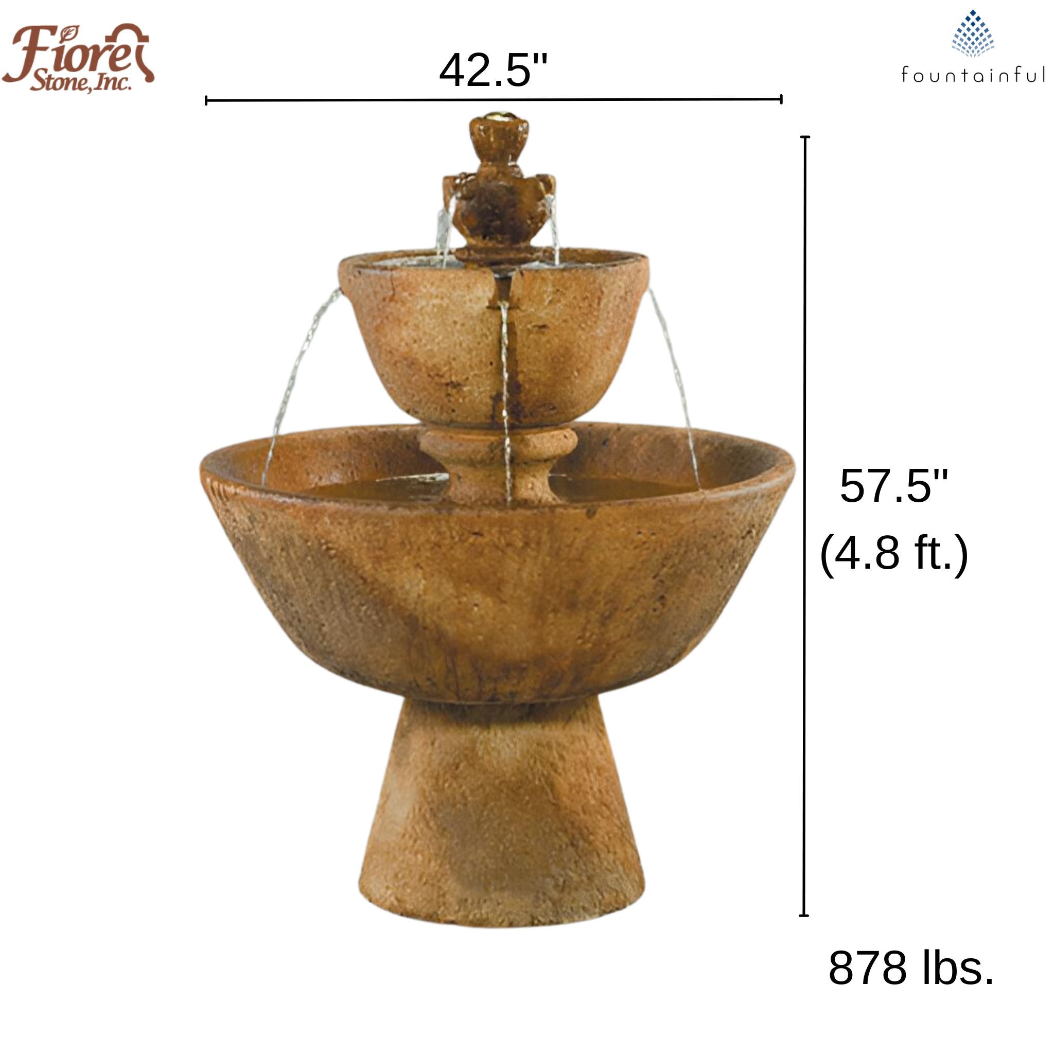 Tuscan Garden 3-Tier Concrete Fountain - Fiore #2122