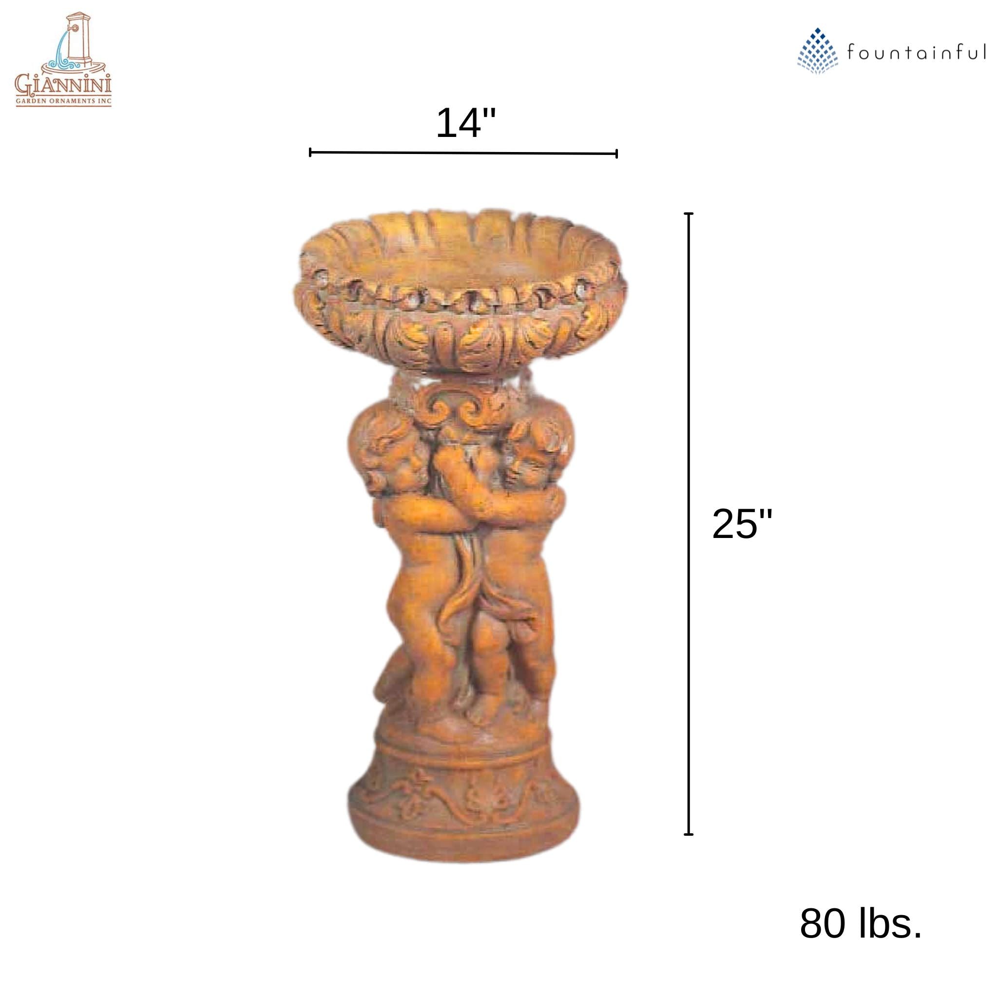 Cherubs "Putti" Concrete Bird Bath - Giannini #292