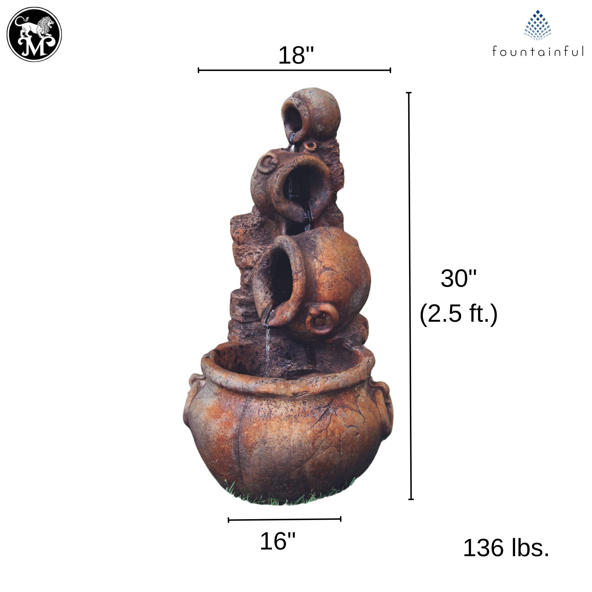 Spilling Urn Concrete Fountain - Thumbnail 2