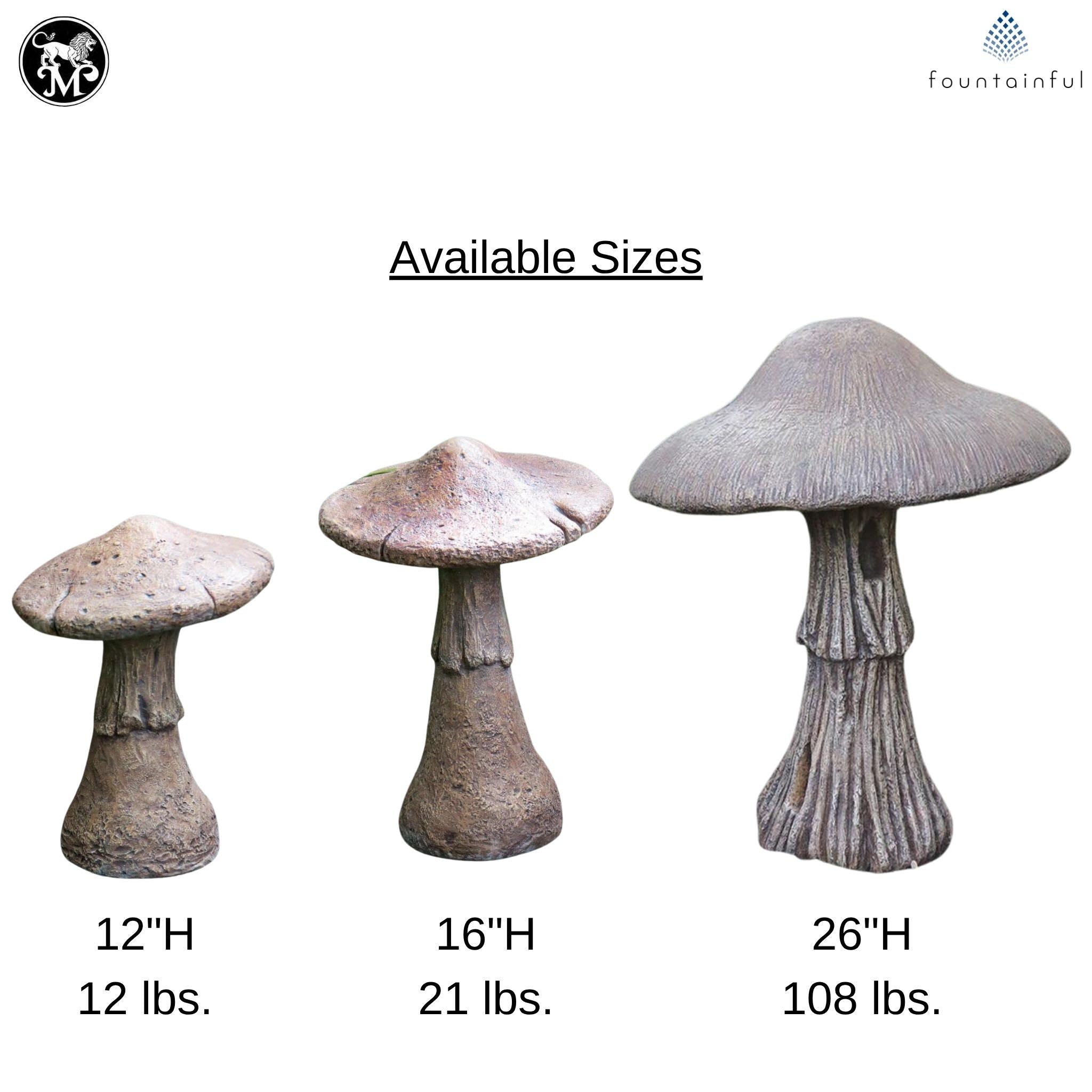 Kennett Mushroom Concrete Garden Statues - Massarellis