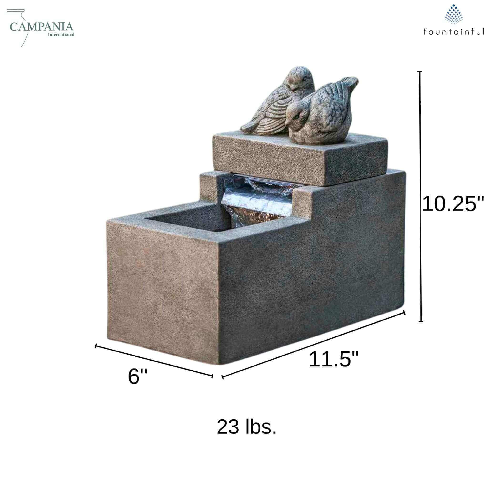 Mini Element Bird Concrete Fountain - Campania #FT252