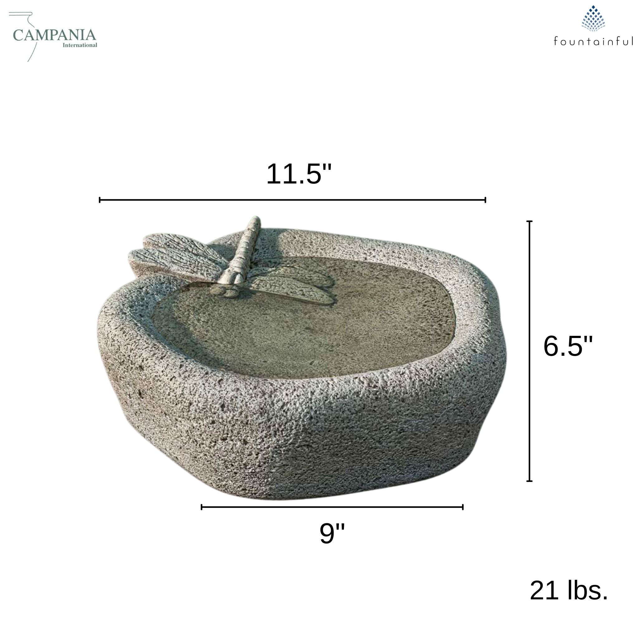 Woodland Dragonfly Concrete Bird Bath - Campania