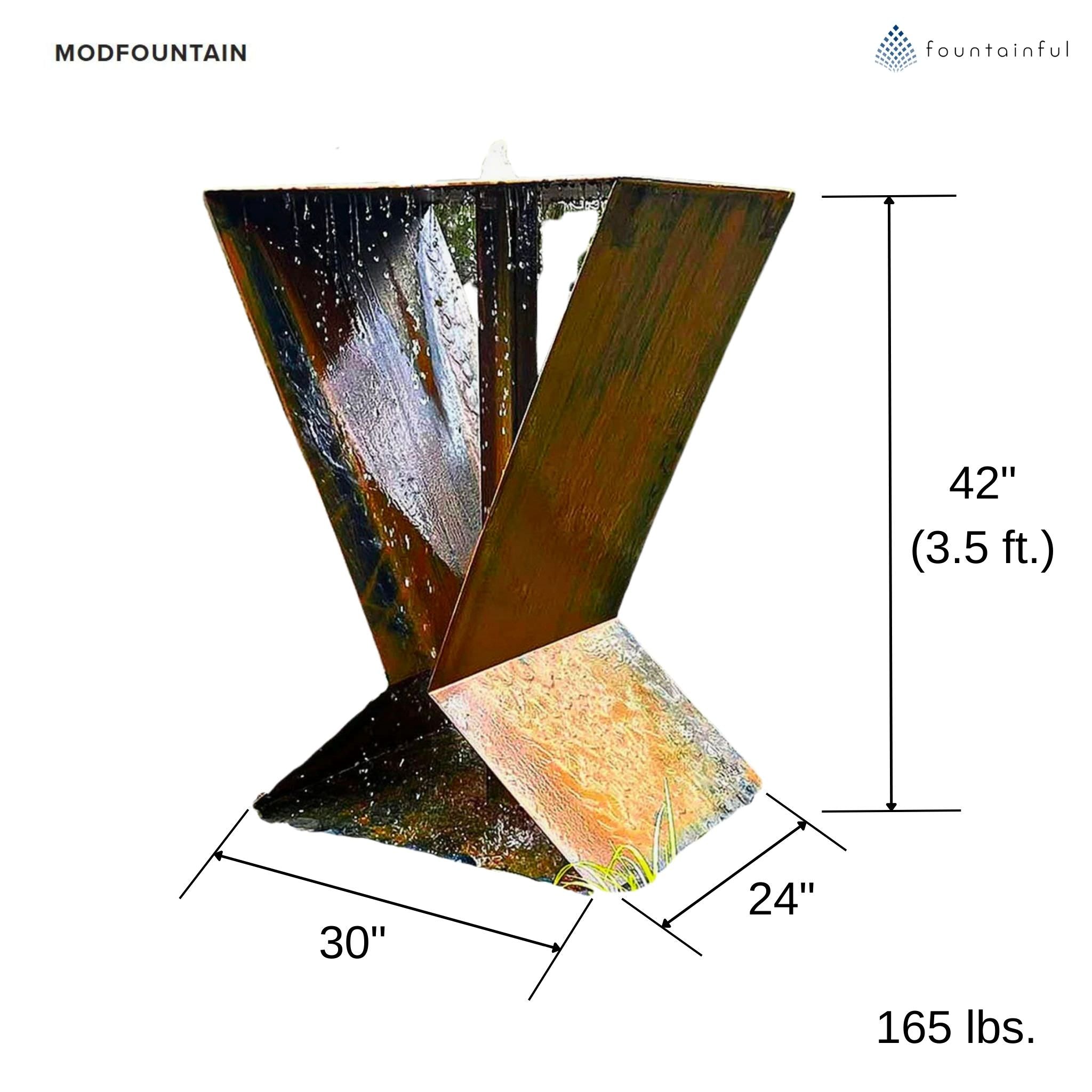 LX4 Modern Birdbath Fountain in Corten Steel