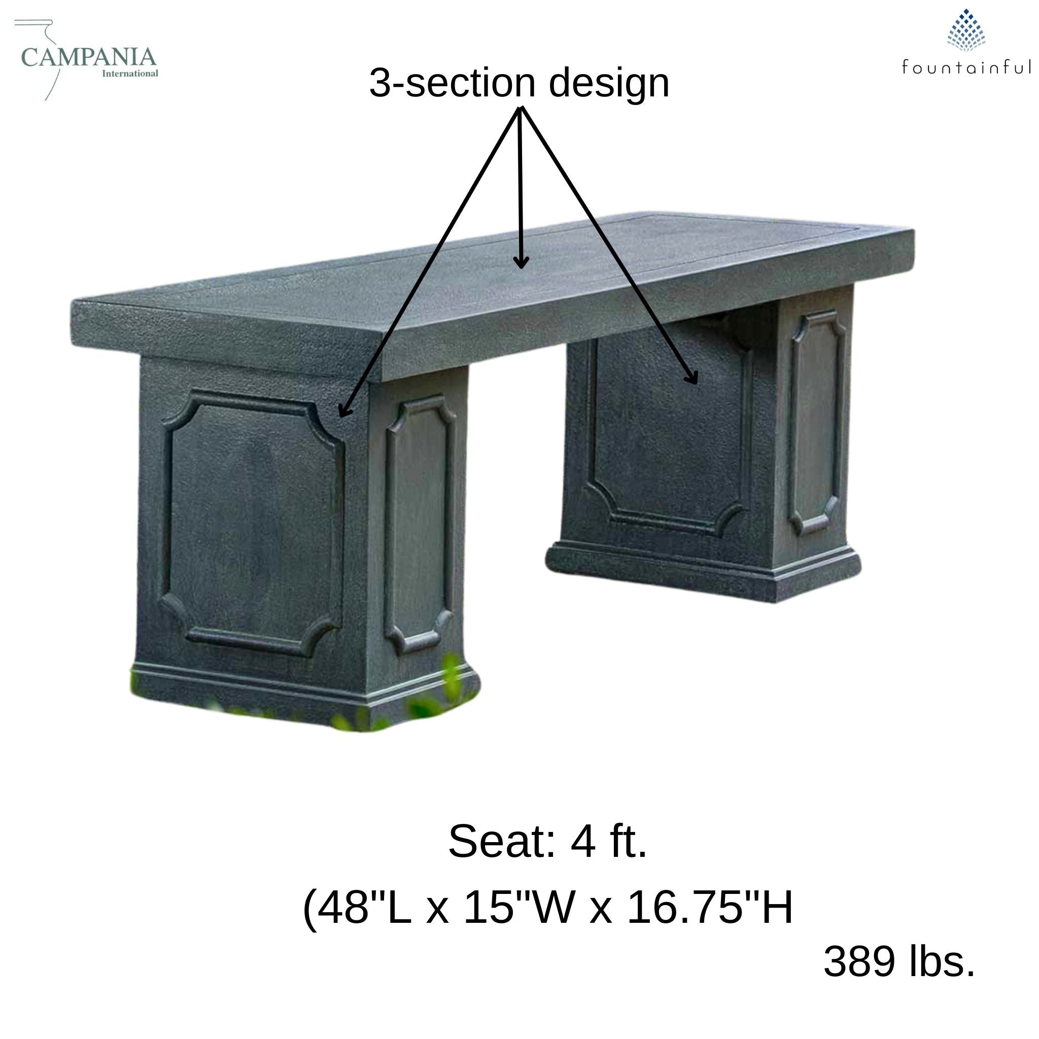 Cumberland Concrete Garden Bench - Campania #BE146