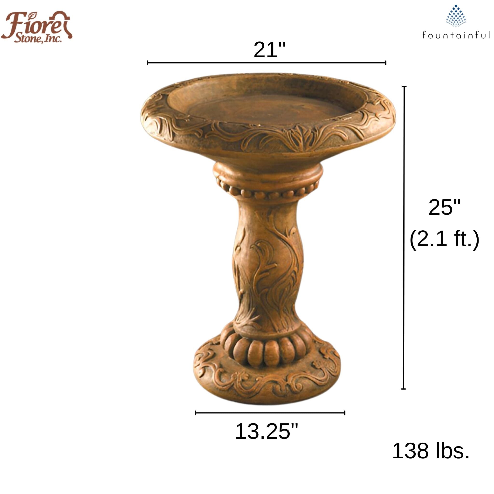 Florentine Concrete Bird Bath - Fiore #420