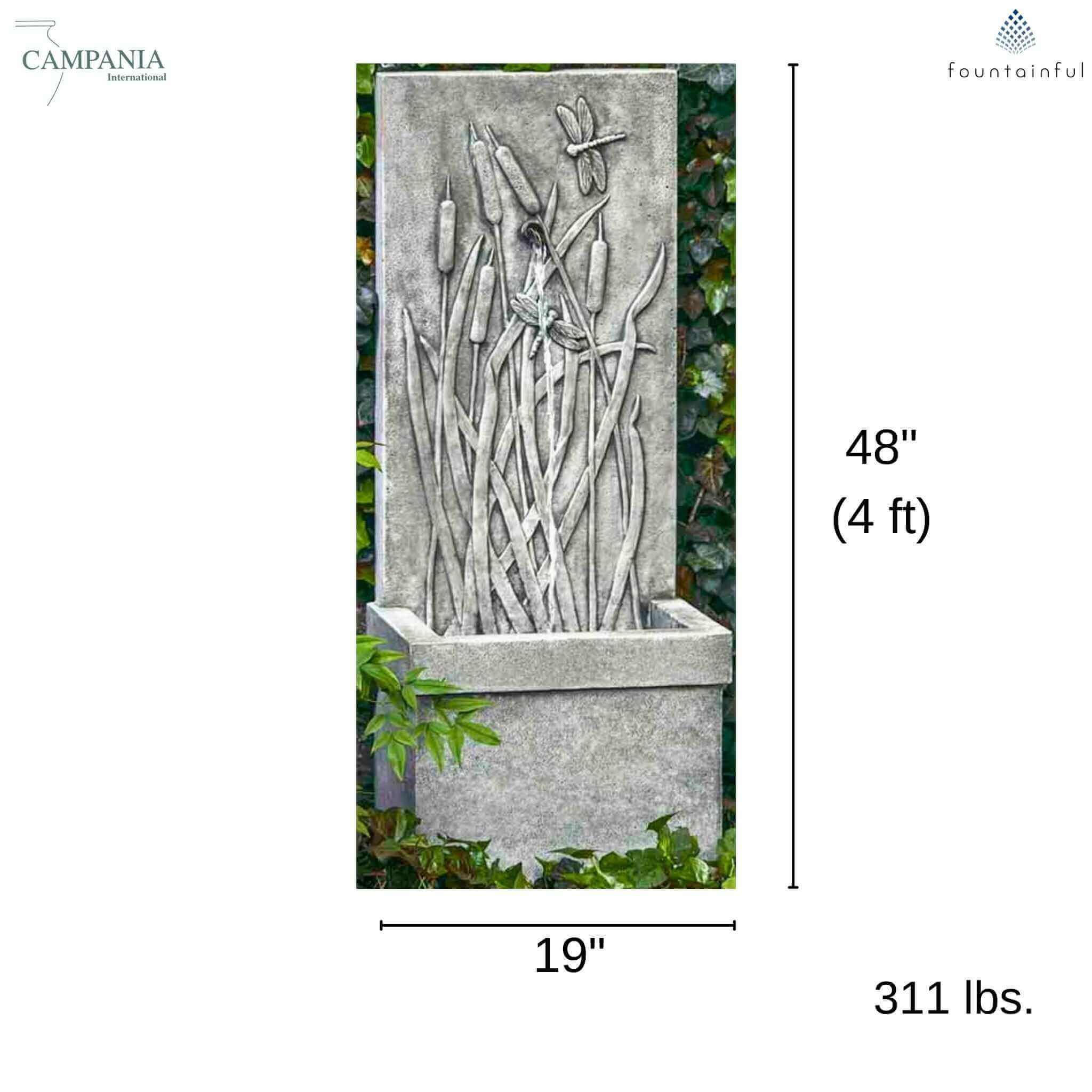 Dragonfly Concrete Wall Fountain - Campania #FT196