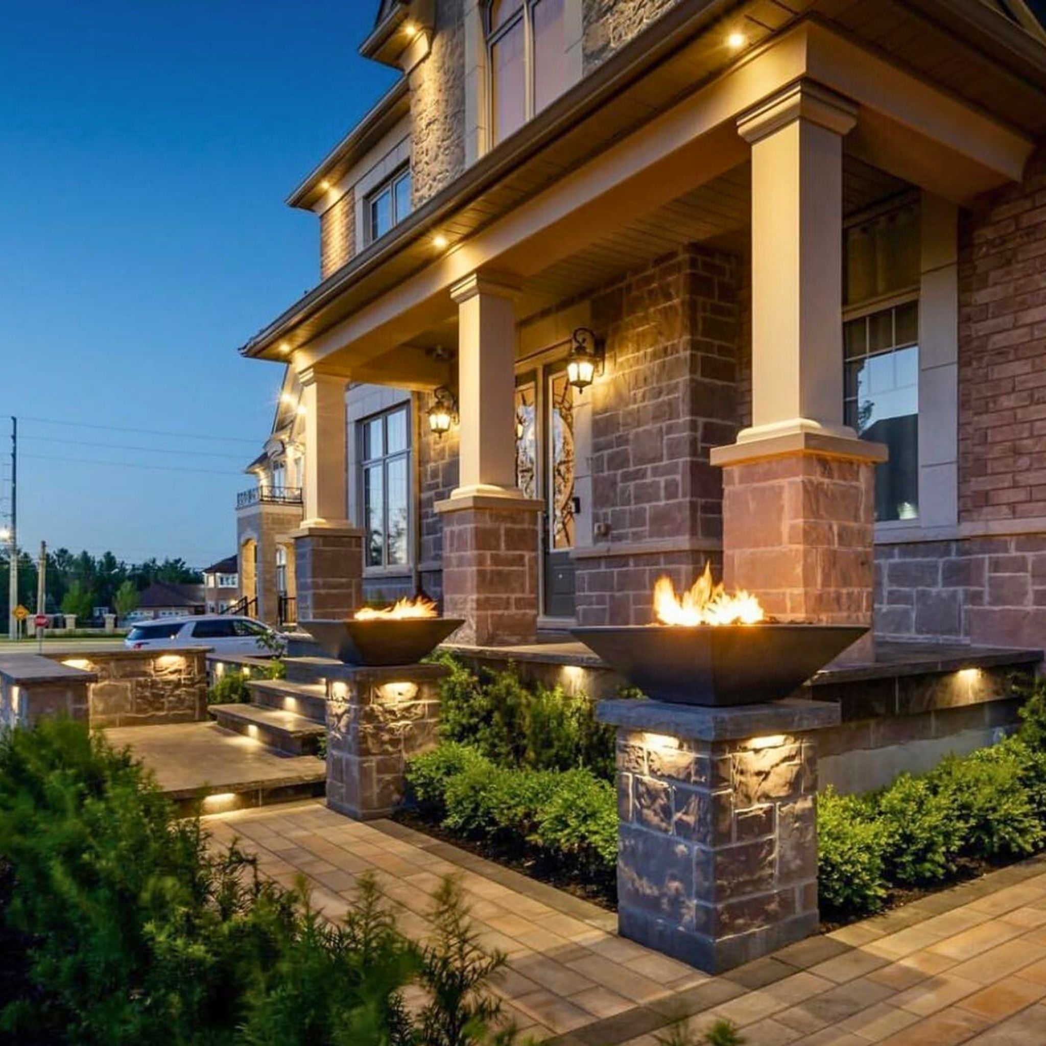 Maya "Woodgrain" Concrete Fire Bowl - The Outdoor Plus