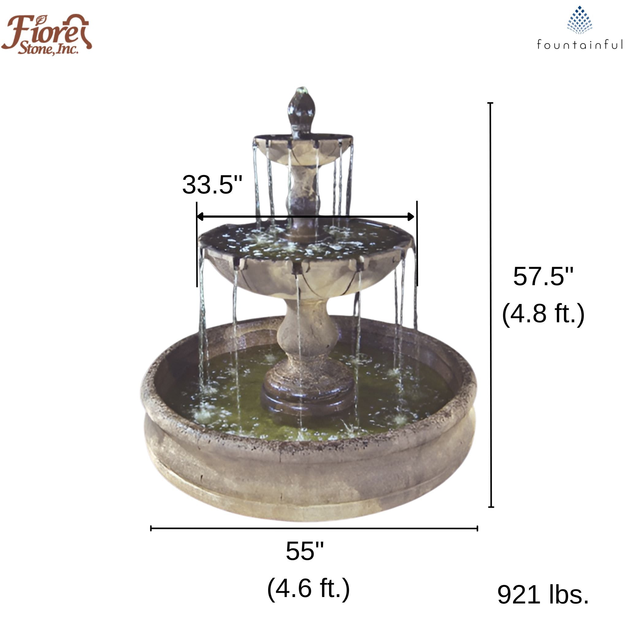 Vincenza 2-Tier Fountain in 55" Basin - Fiore #LG142FB