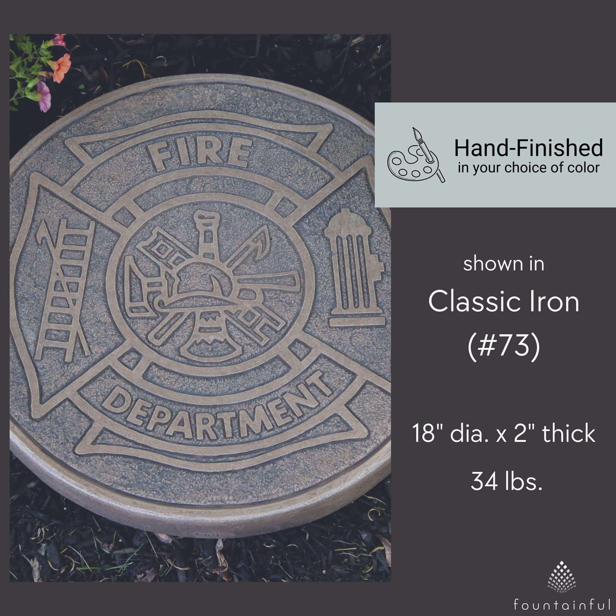 Fire Department Concrete Round Stepping Stone - Thumbnail 2