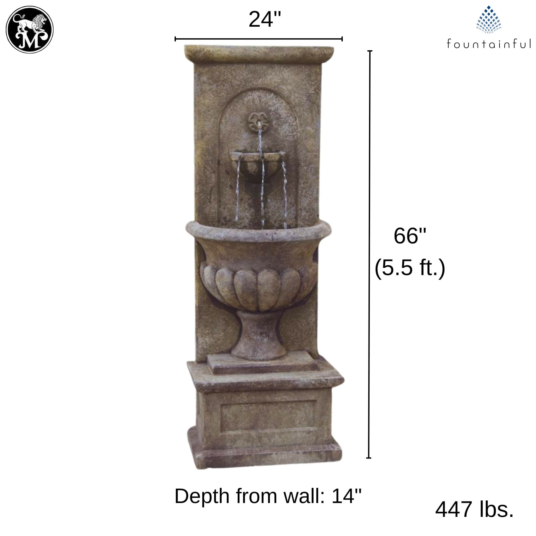 Roman Urn Concrete Wall Fountain - Massarellis #3862