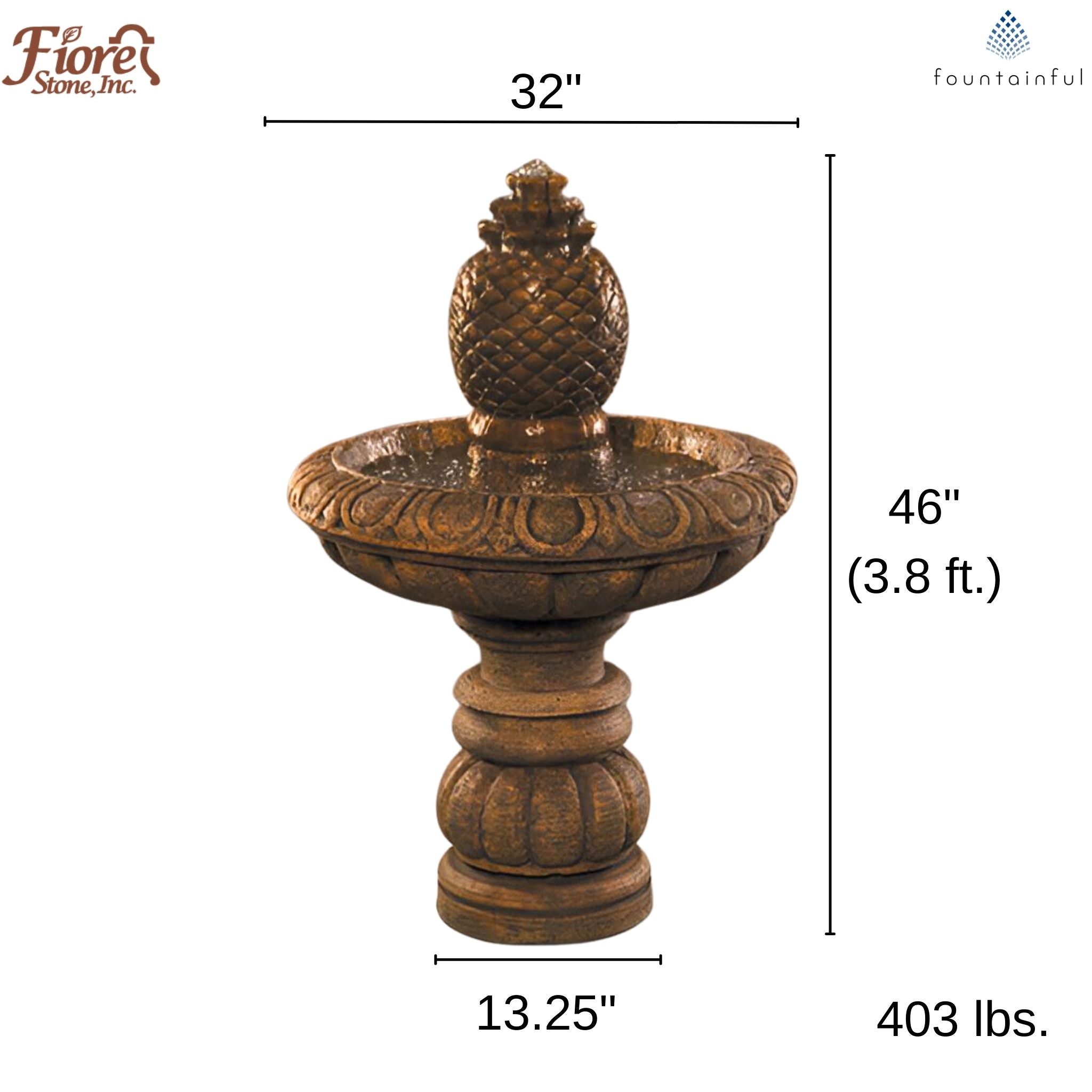 Romantica Pineapple Concrete Fountain - Fiore #261