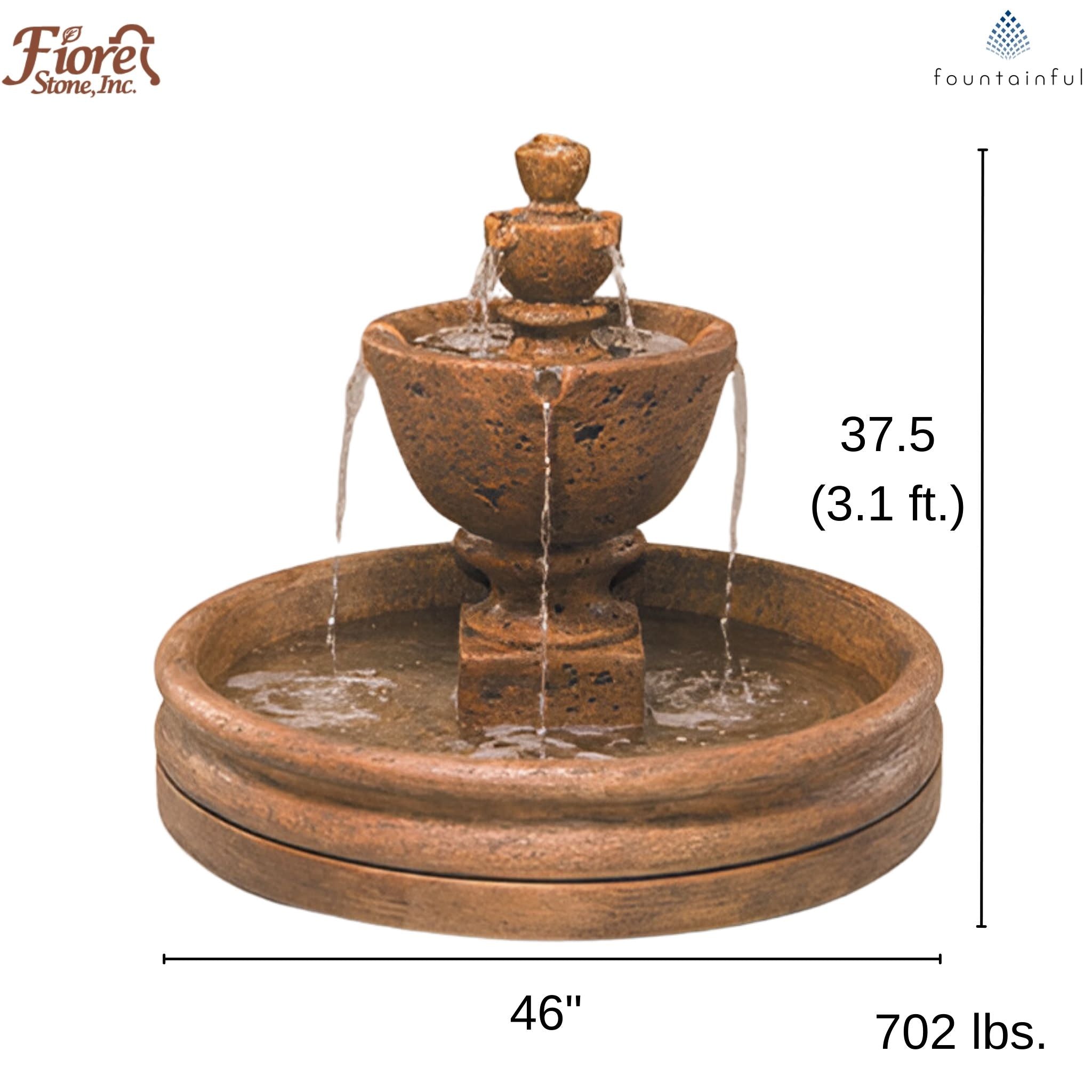 Tuscan Garden Fountain w/46" Basin - Fiore #2074