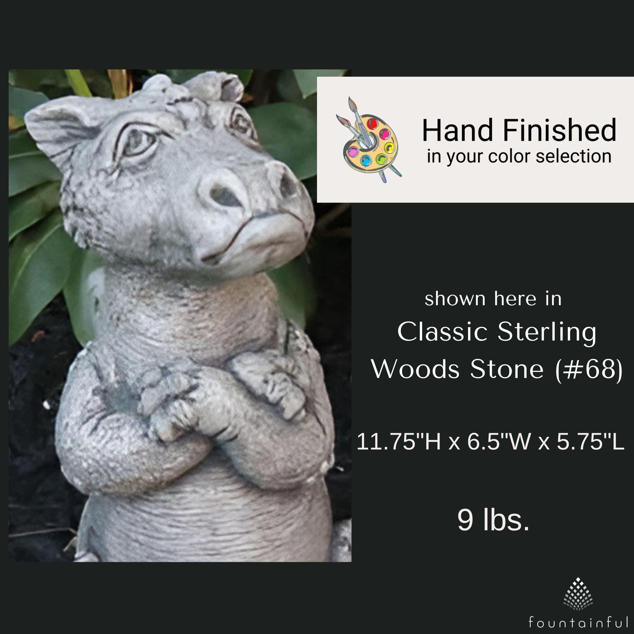 Lil Dragon "Moody" Concrete Garden Statue - Thumbnail 2