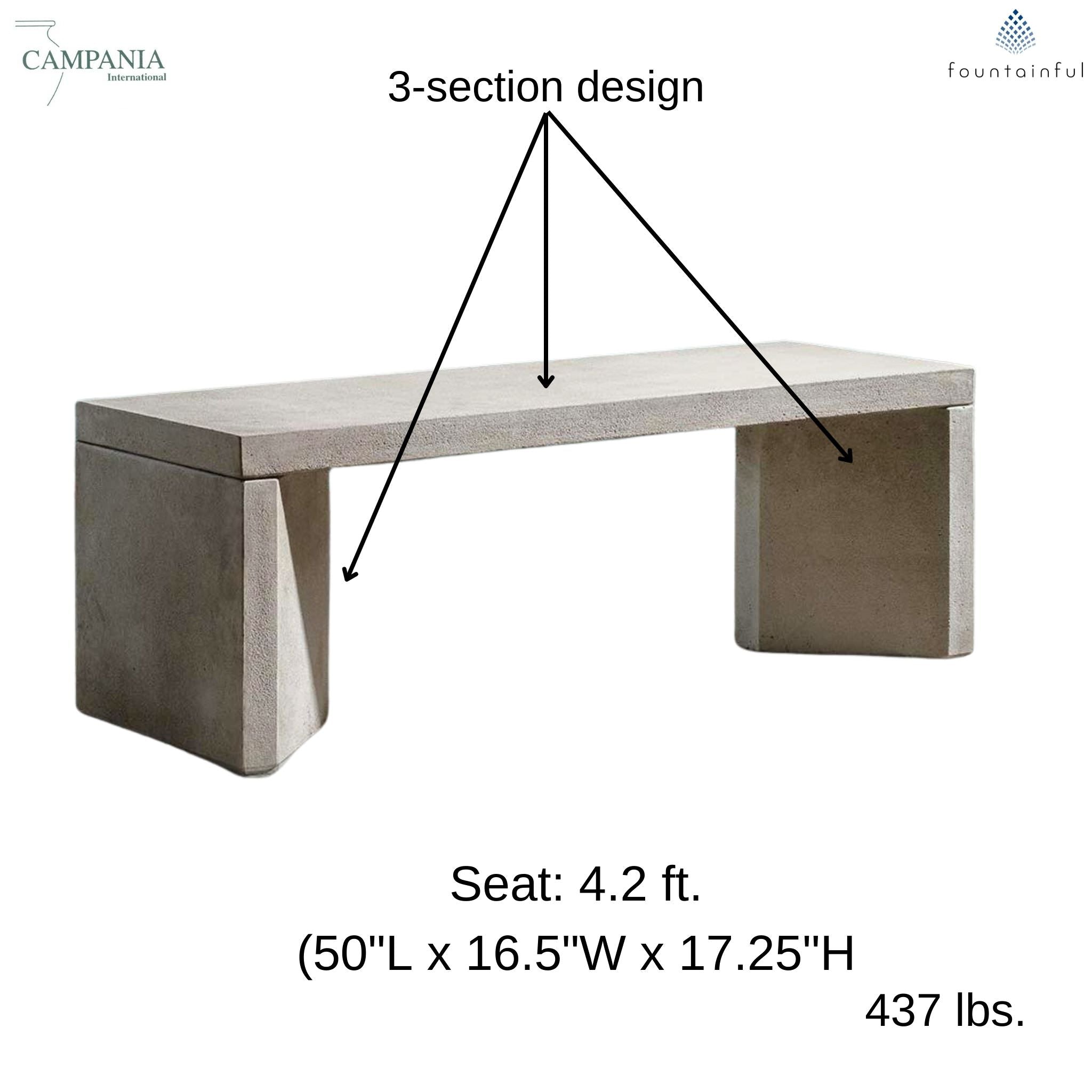 The Flatiron Concrete Garden Bench - Campania #BE149