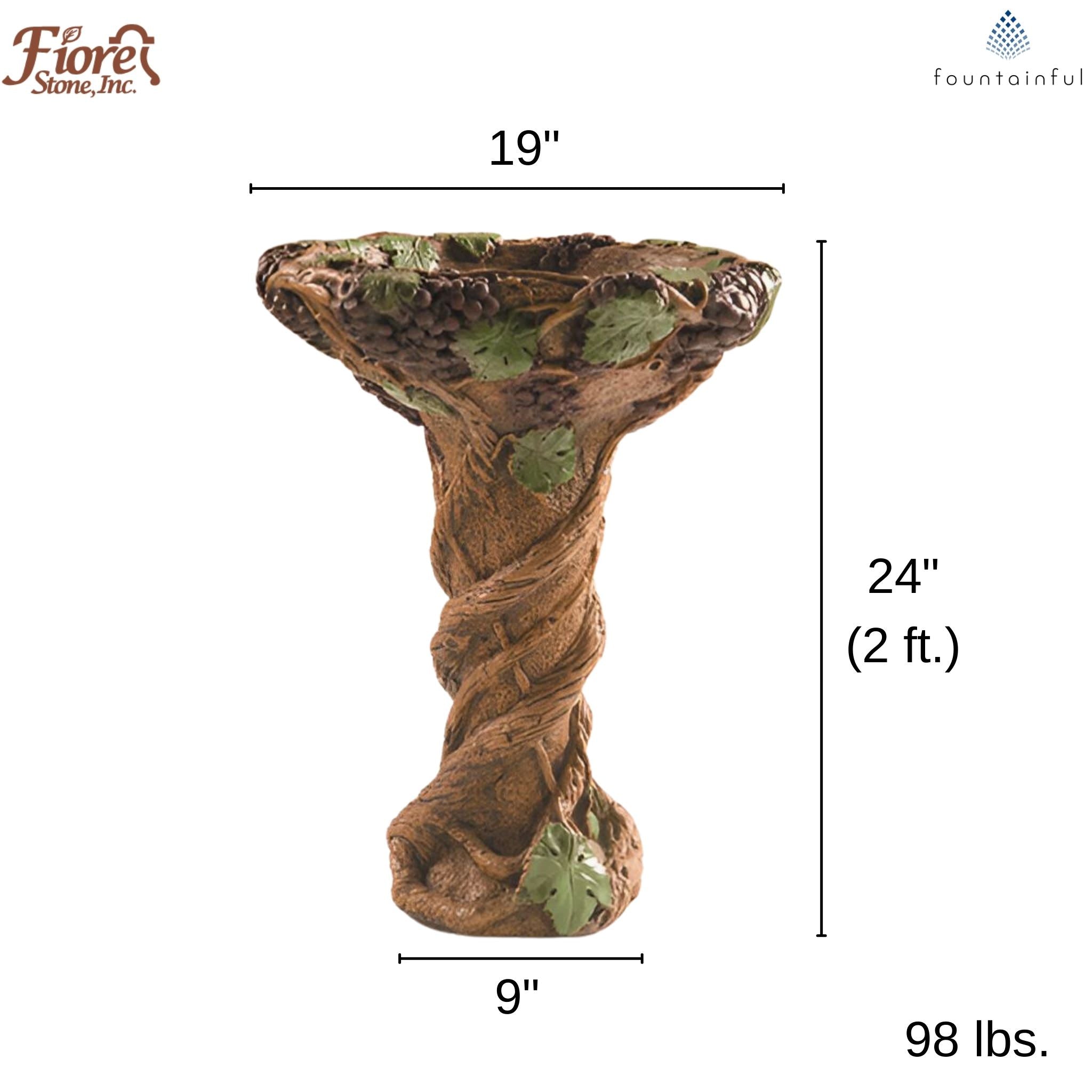 Vineyard Concrete Bird Bath - Thumbnail 2
