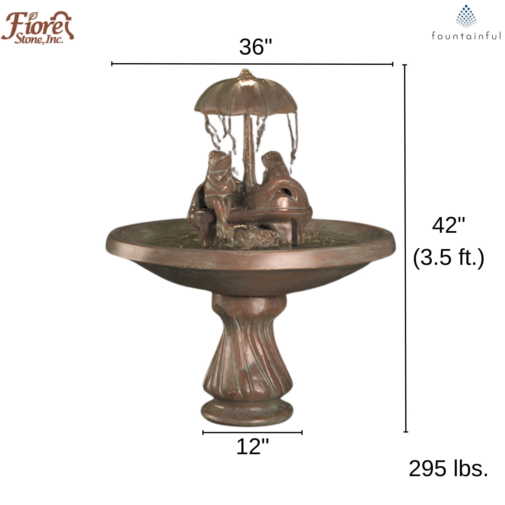 Frogs on Love Seat Concrete Umbrella Fountain - Fiore #514