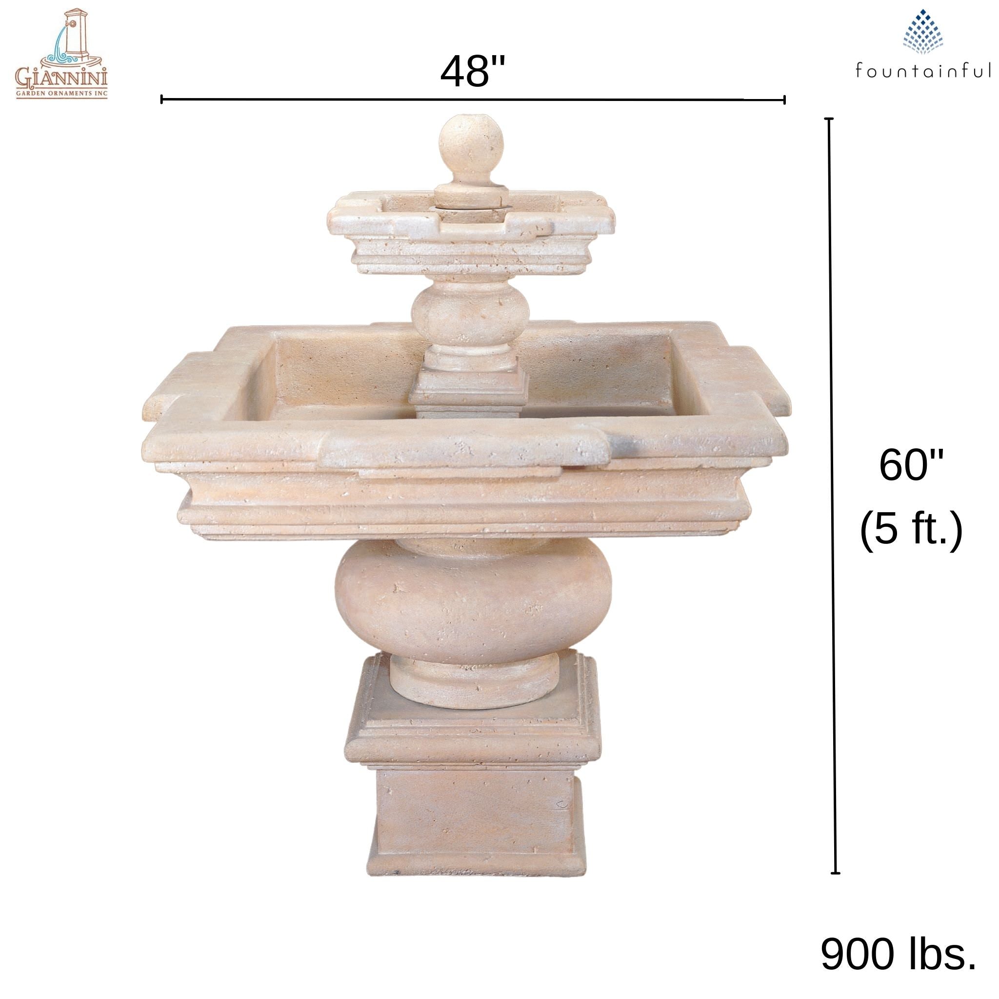 Fontana Quadra 2-Tier Concrete Fountain - Giannini #1080