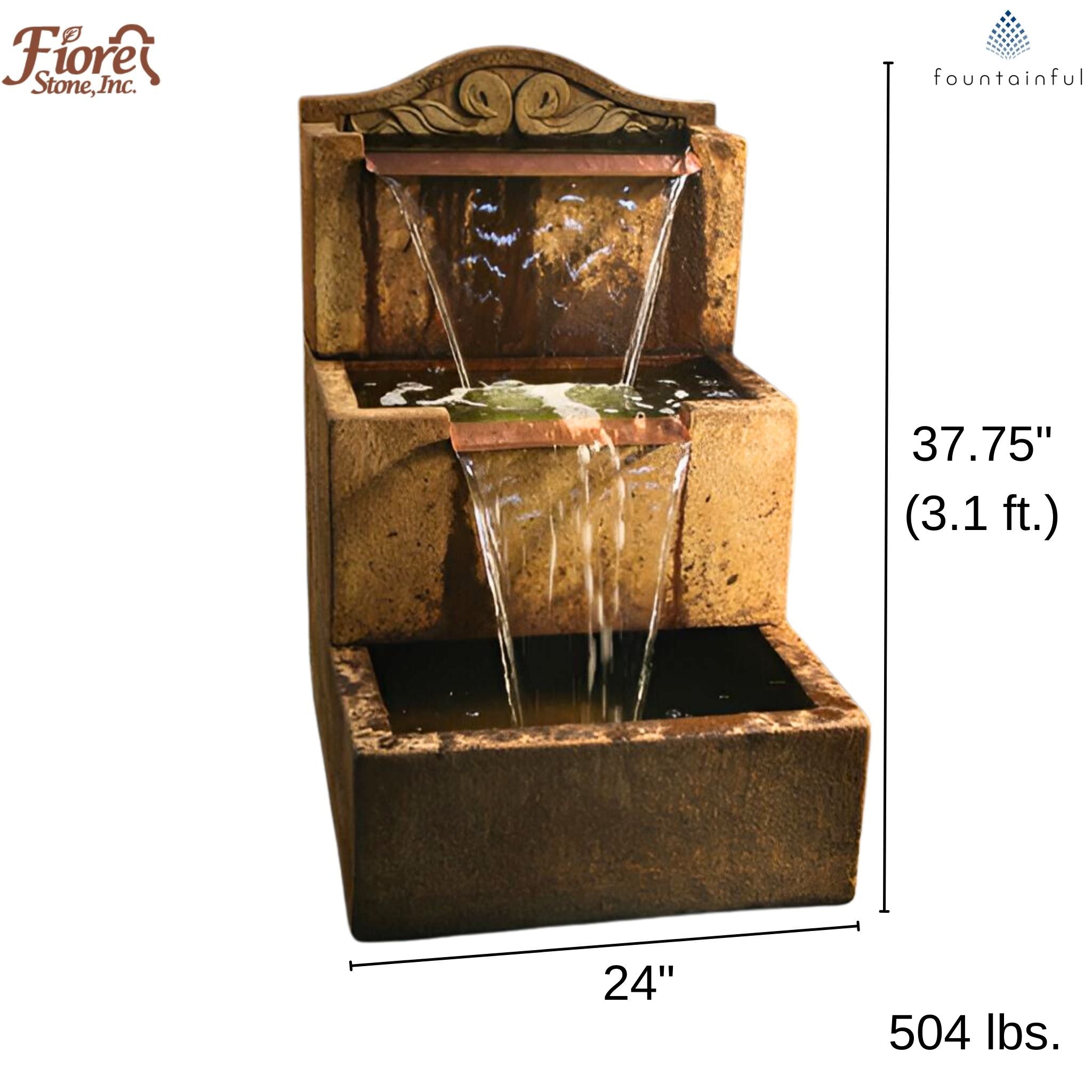 Uccelli Concrete Wall Fountain - Fiore - Thumbnail 3