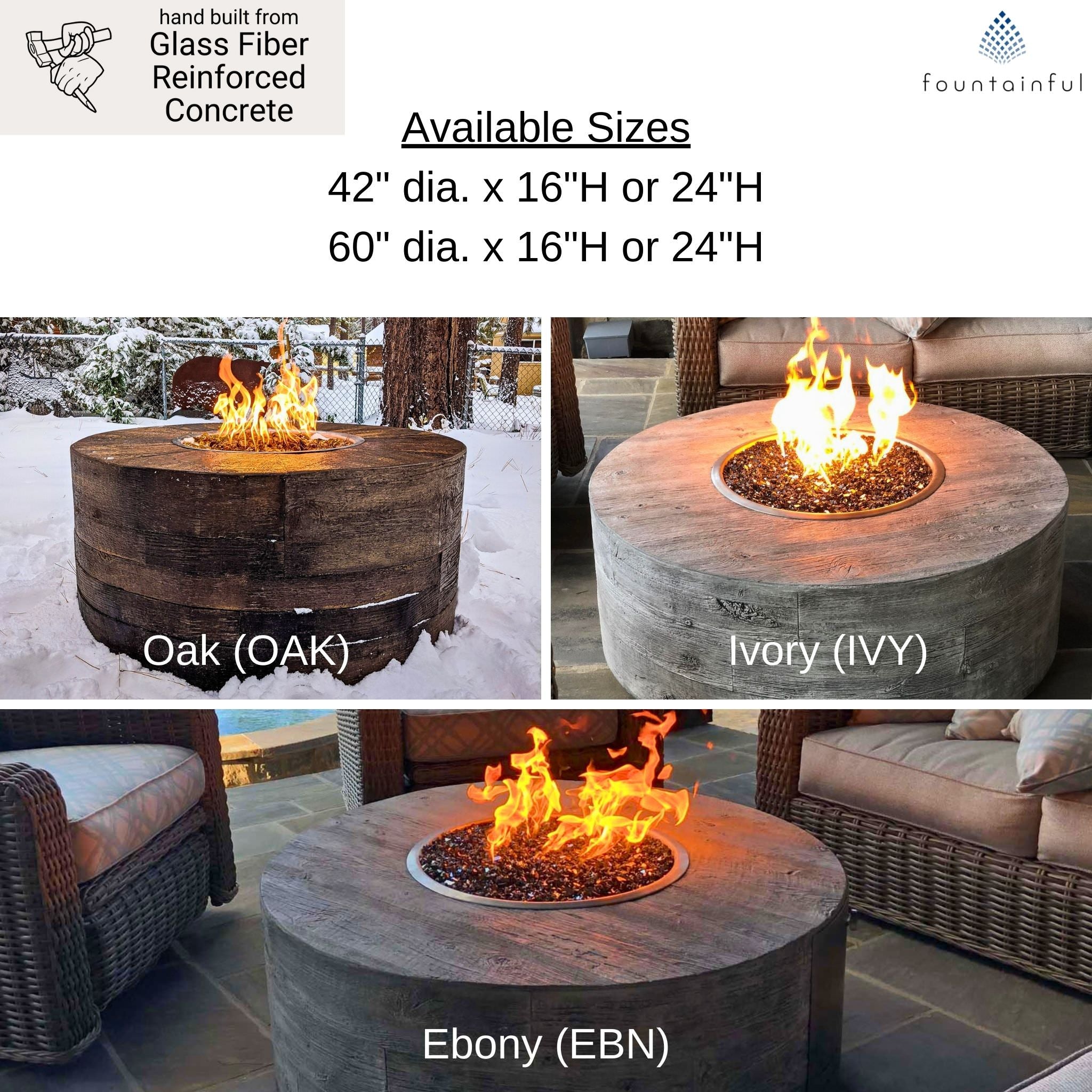 Sequoia "Woodgrain" Concrete Gas Fire Pit - Outdoor Plus