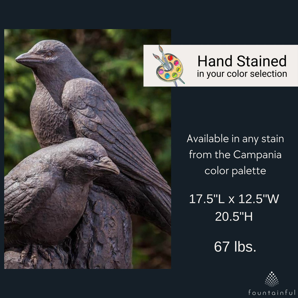 Nevermore Concrete Ravens Statue - Campania #A459
