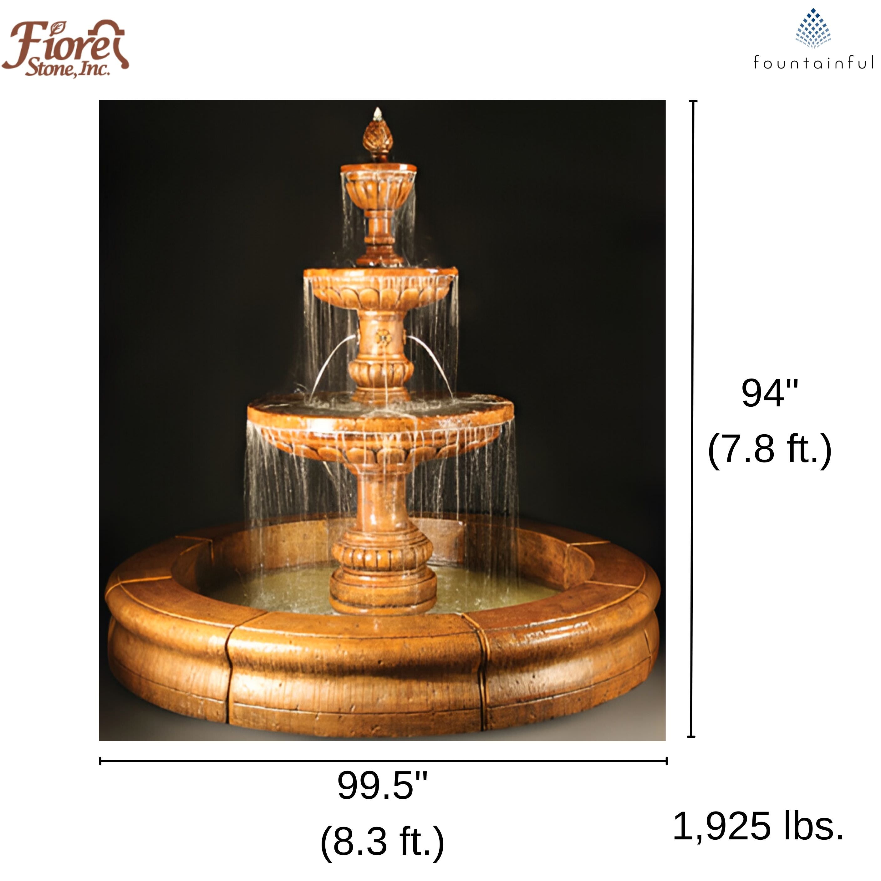 Mediterranean 3-Tier Concrete Pond Fountain - Fiore #LG134FRG