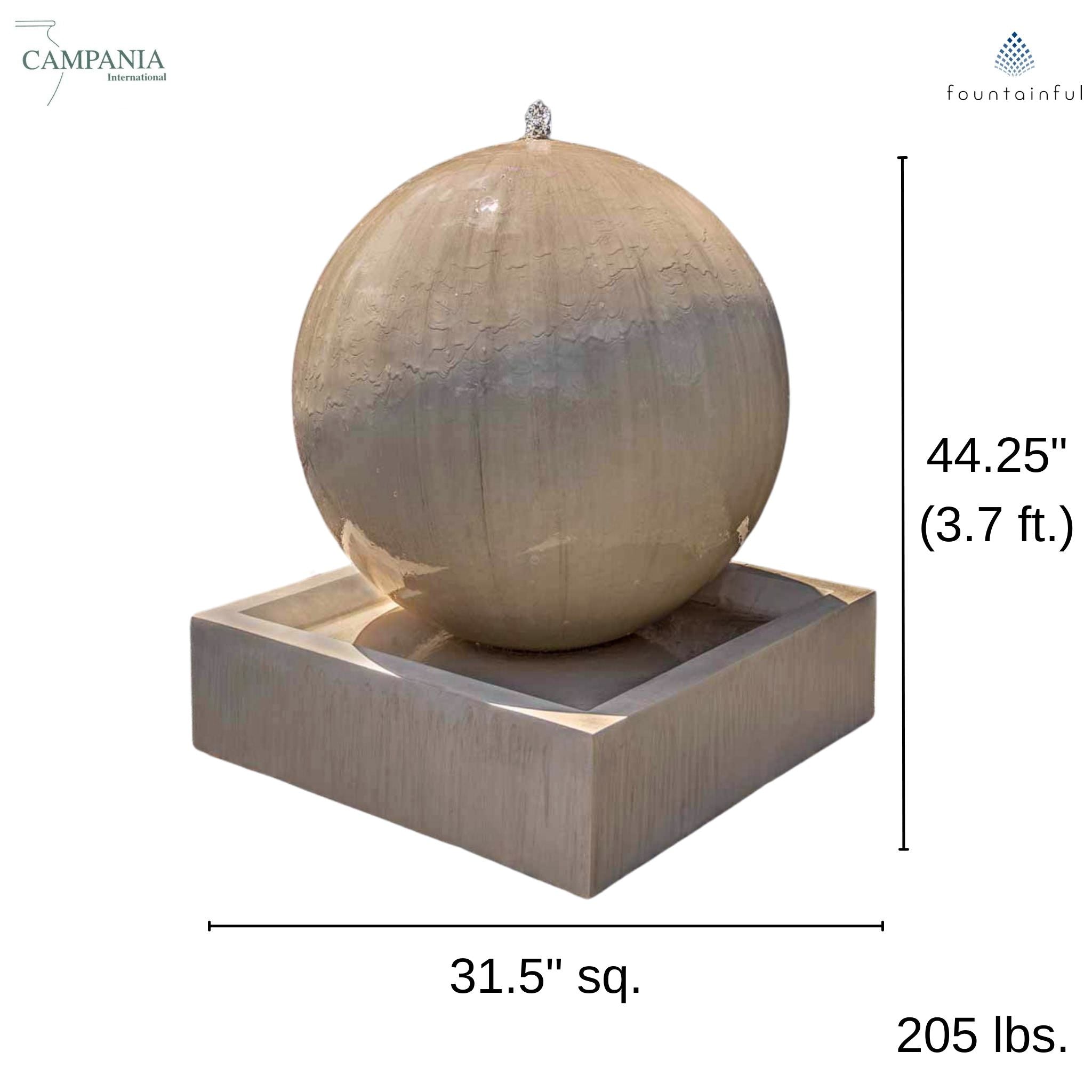 Large Sphere GFRC Garden Fountain - Campania #1106