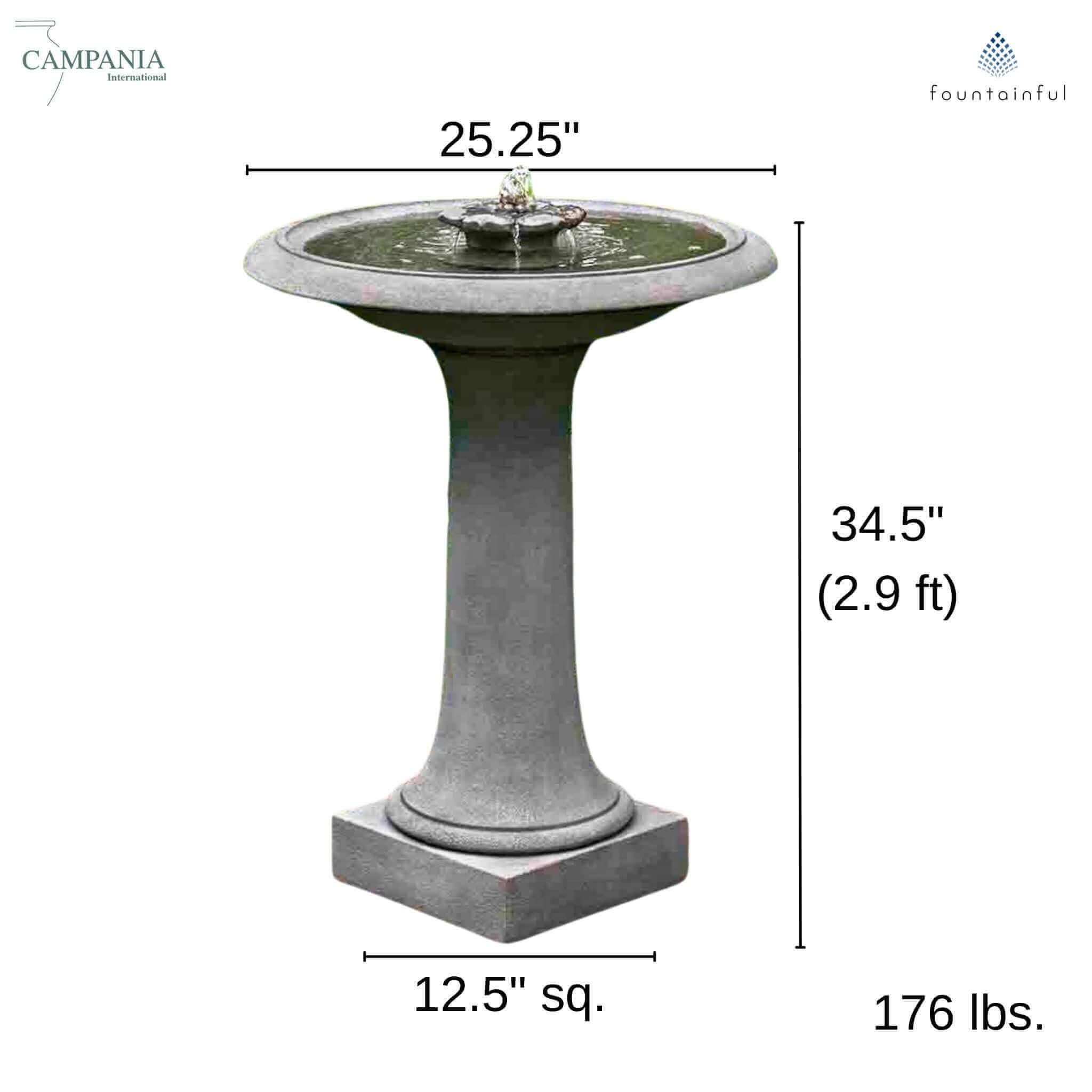 Campania International Camellia Birdbath Fountain