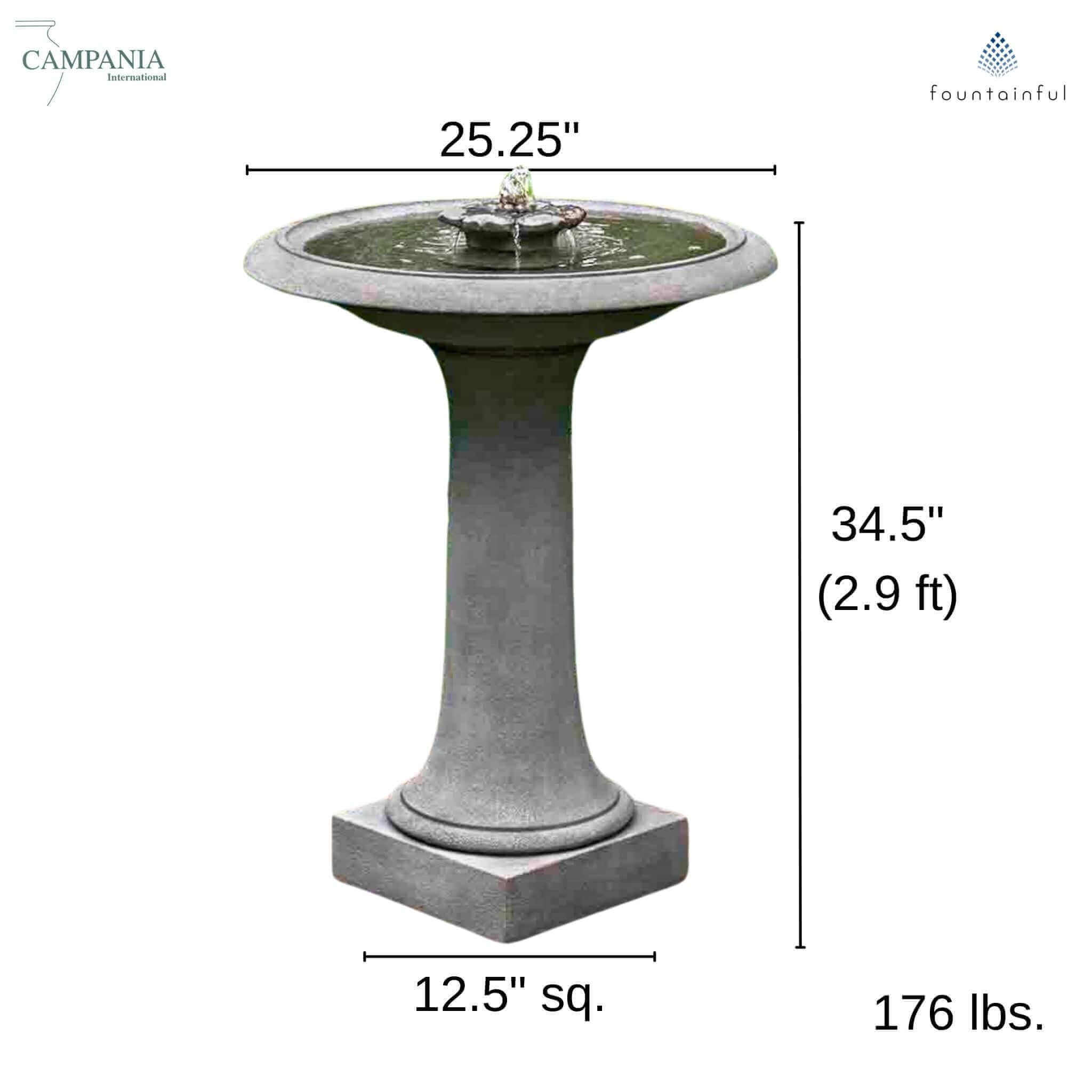 Camellia Concrete Birdbath Fountain - Campania #FT311