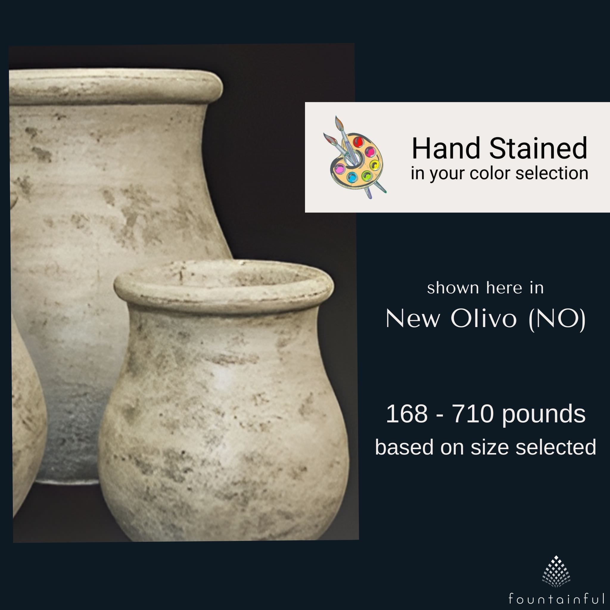 Olive Jar Concrete Planters - Fiore #6063