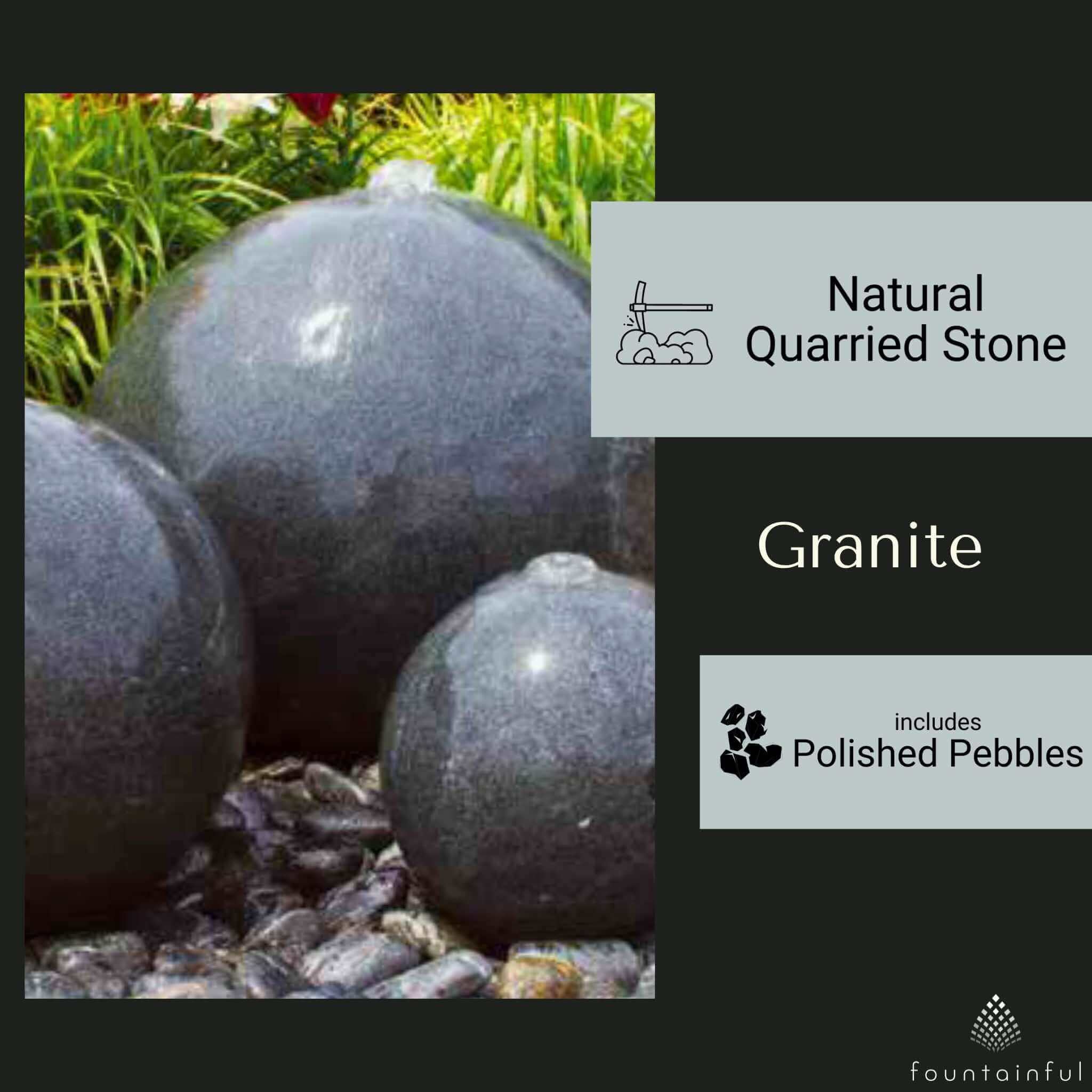 Triple Granite Sphere Fountain - Complete Kit - Blue Thumb
